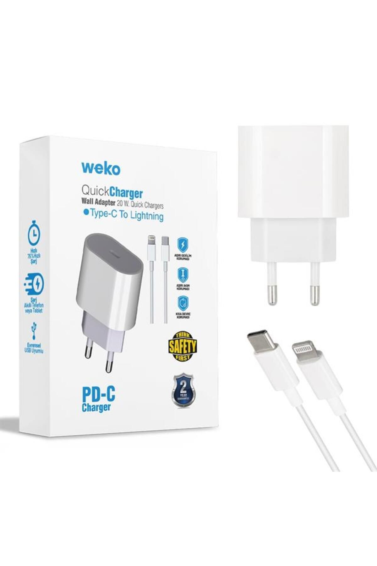 TimeStart - WK-21443 PD-C 20 Watt Telefon Şarj Adaptörü + Eğitici pe-C To Lightning Kablo