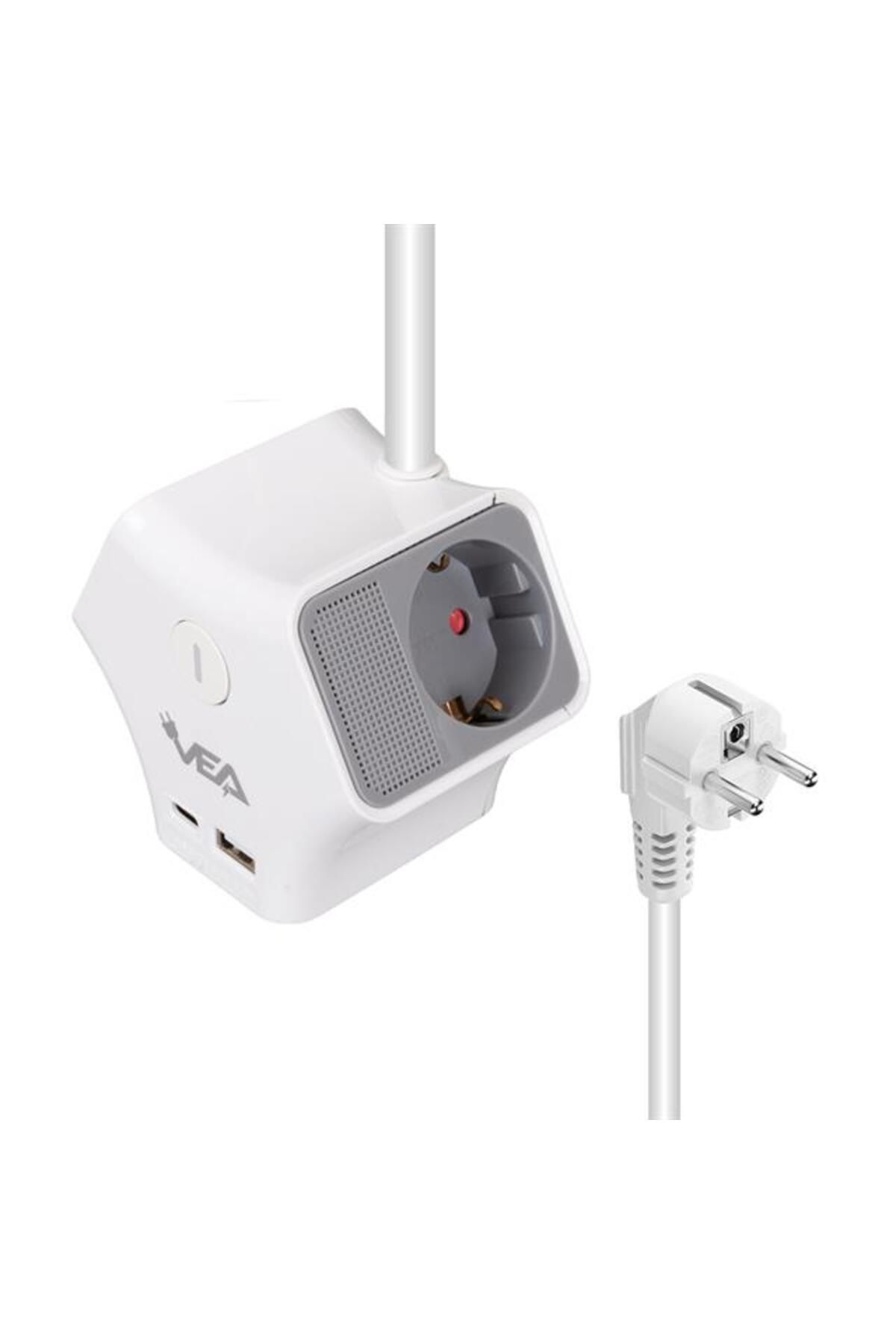 TimeStart Vea VE-G903YC 3'lü USB+ Eğitici pe-C Girişli Anahtarlı 1.5 Metre Grup Priz