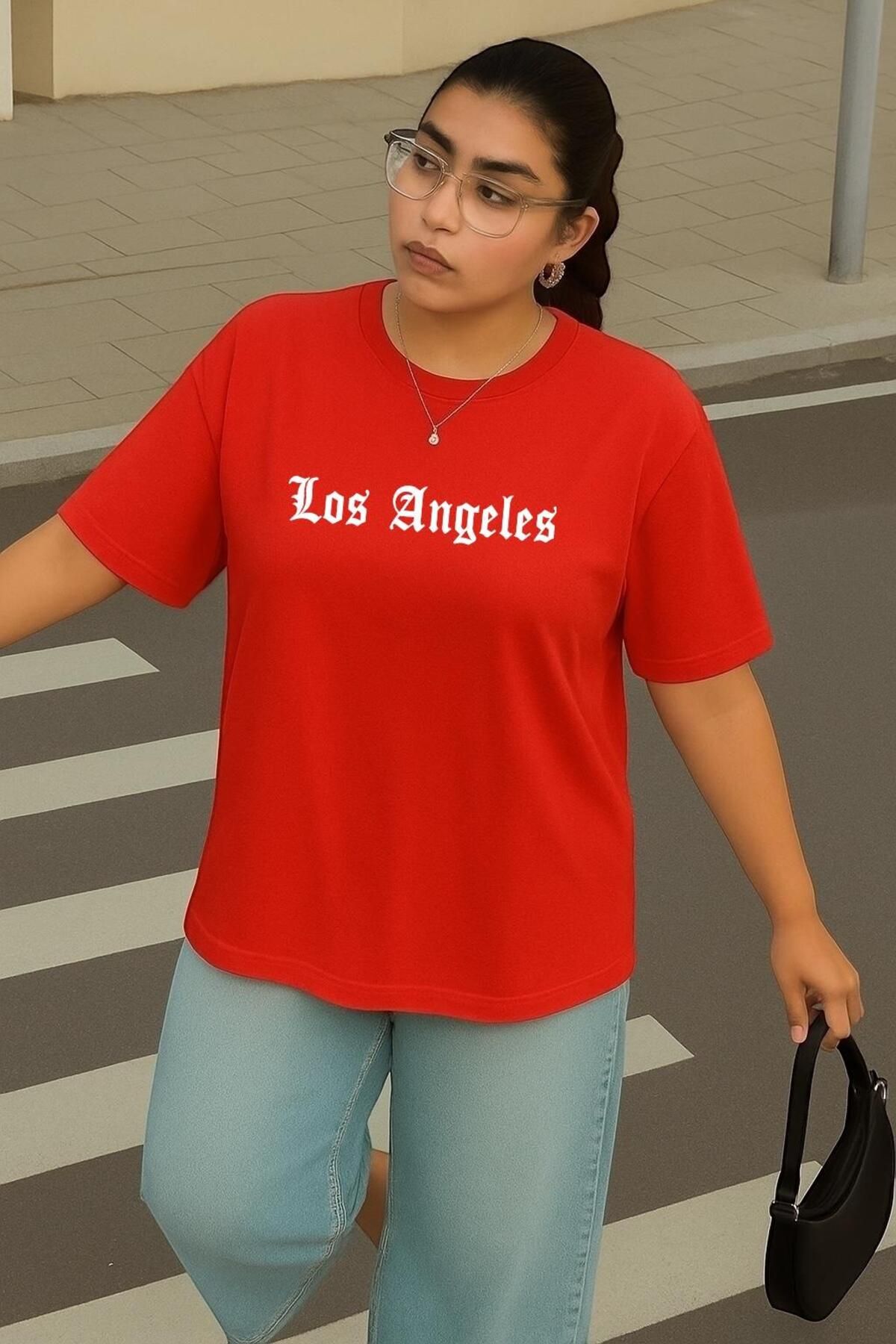 BENROMA BÜYÜK BEDEN LOS ANGELES BASKILI UNİSEX TİŞÖRT