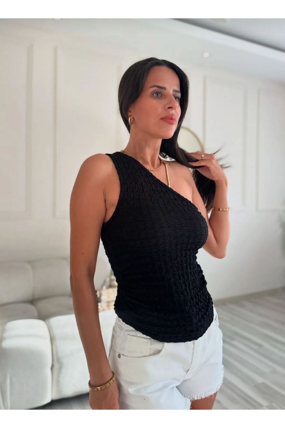 Butik Beyza Tek Omuz Bürümcük Bluz