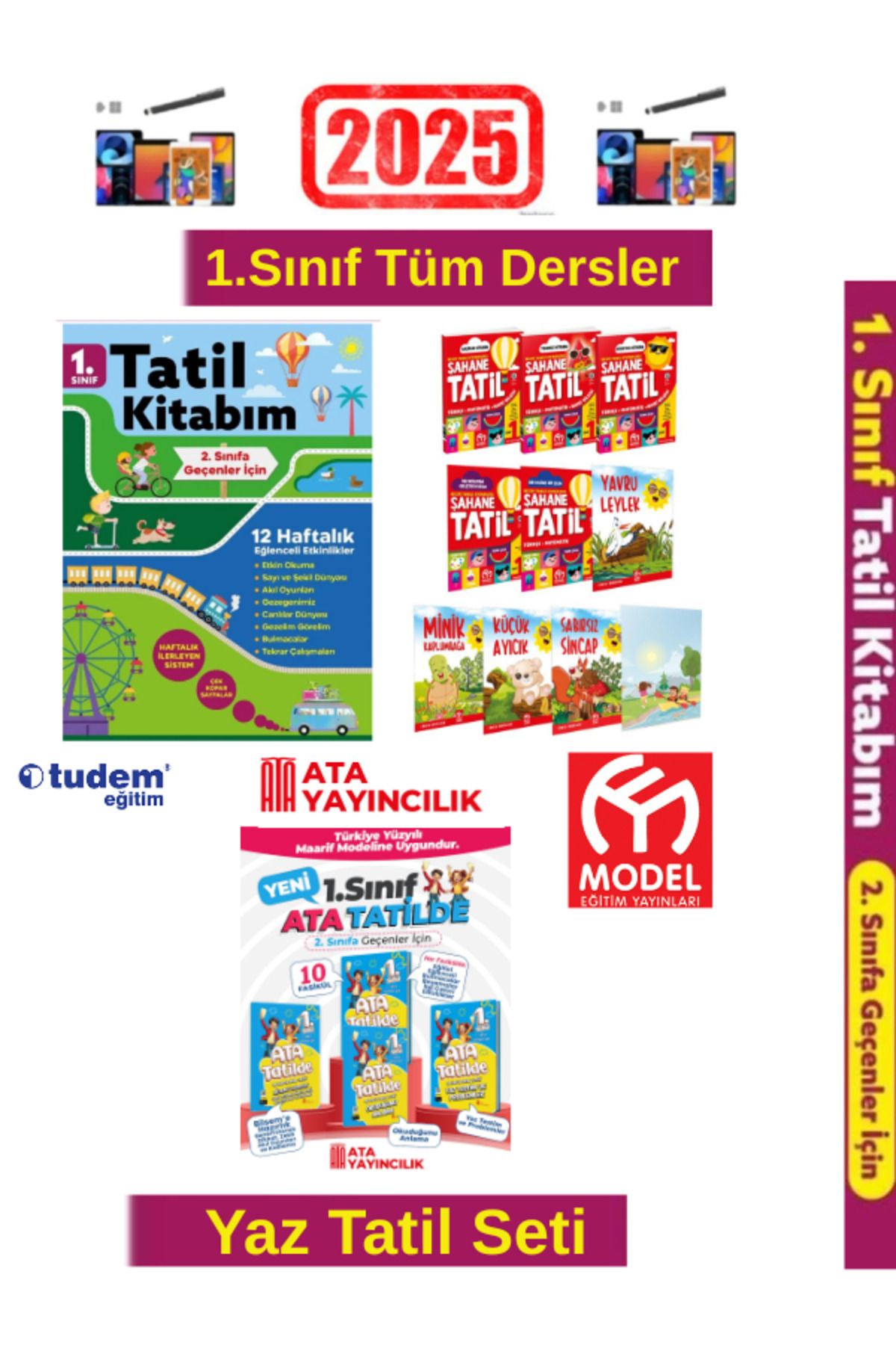 Tudem Yayınları 2025 1.Sınıf Yaz Tatil+Model Şahane Tatil 1.Sınıf+Ata Tatilde 1.Sınıf Yaz Tatil Seti+ Kalem