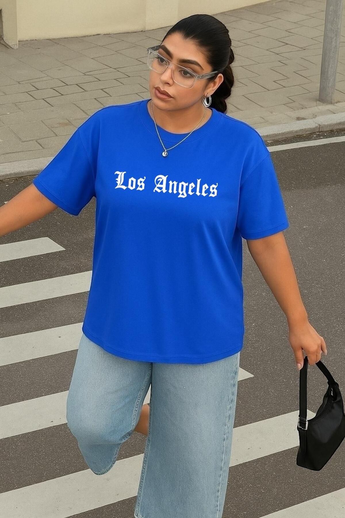 BENROMA BÜYÜK BEDEN LOS ANGELES BASKILI UNİSEX TİŞÖRT