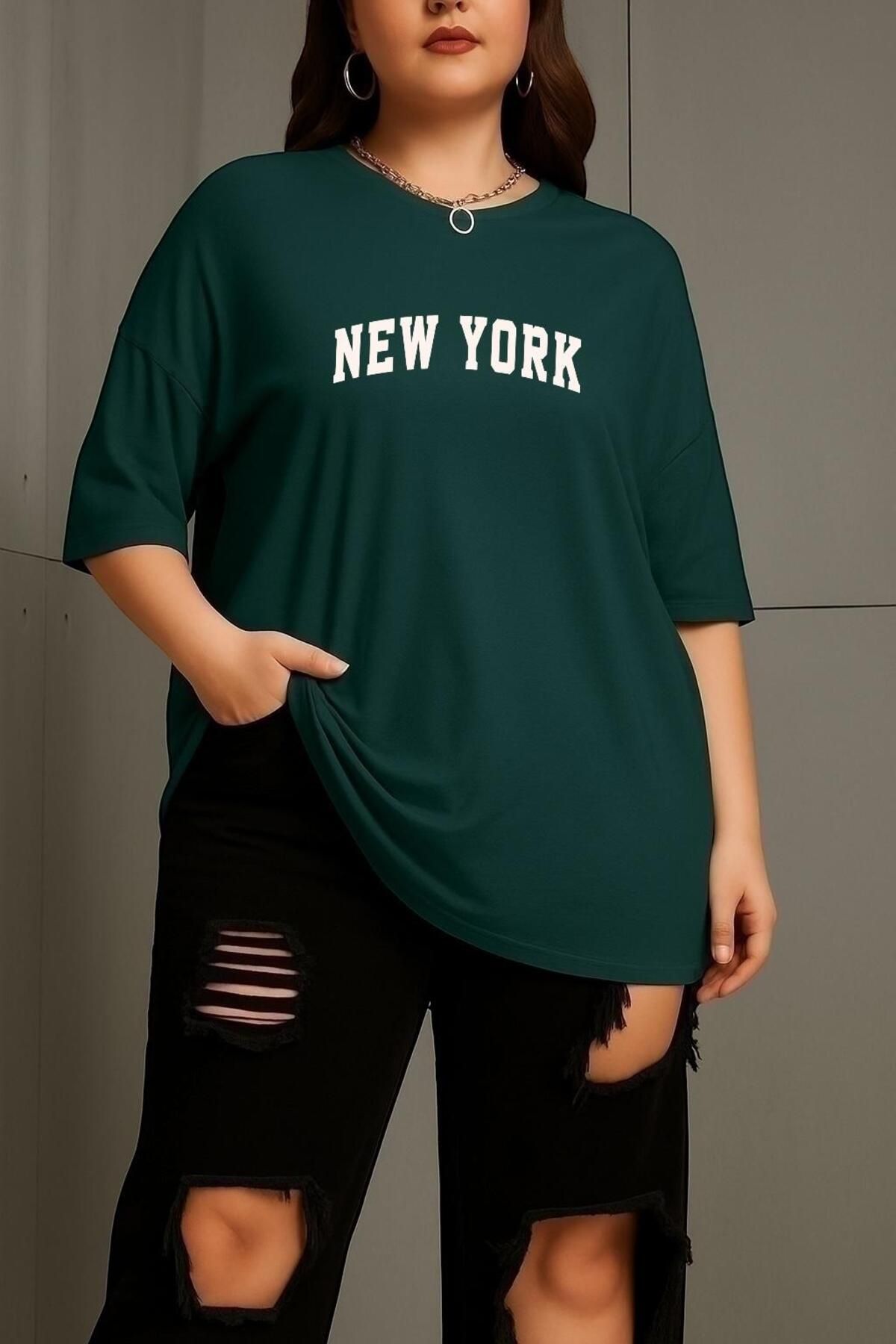 BENROMA BÜYÜK BEDEN NEW YORK BASKILI UNİSEX TİŞÖRT