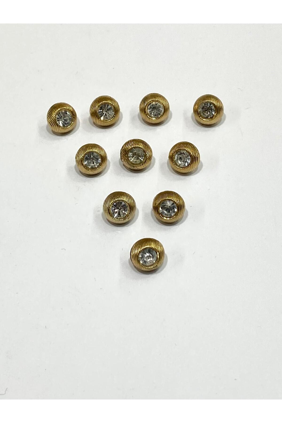 karantuhafiye Taşlı Bluz Düğmesi / Metal Bluz Düğmesi Gold / 10 Adet /2887/ Model 2