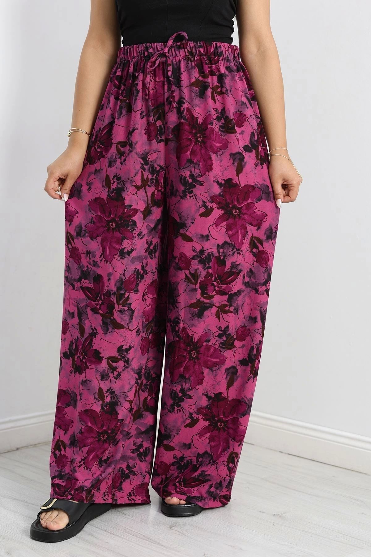 OurStyles Battal Dokuma Viskon Yürüyüş Pantolonu Mor - 70337.701.