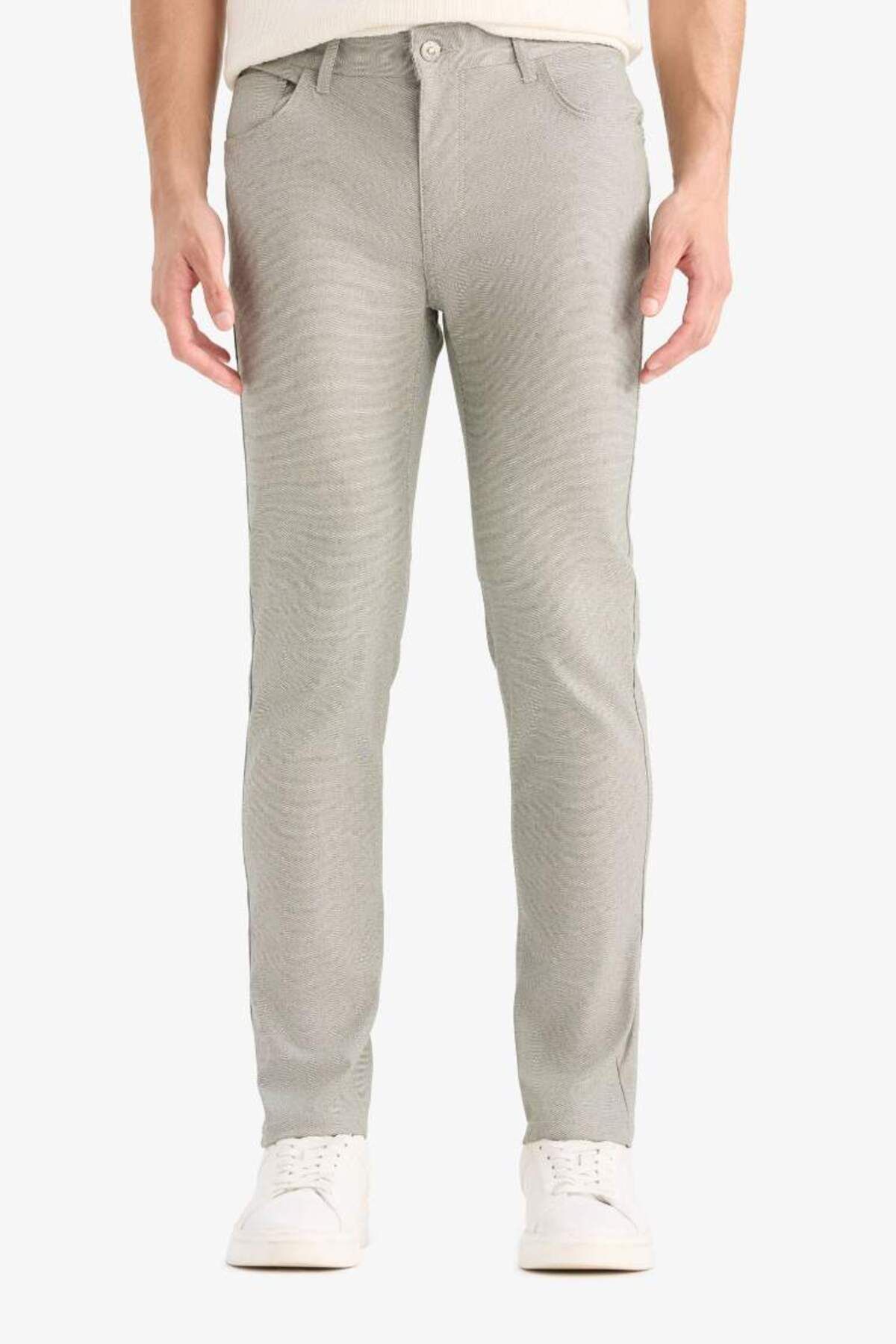 DeFacto Yeni Sezon Yazlık Chino Kanvas Dokulu Pantolon Slim Fit Dar Kesim Cepli Dar Paça