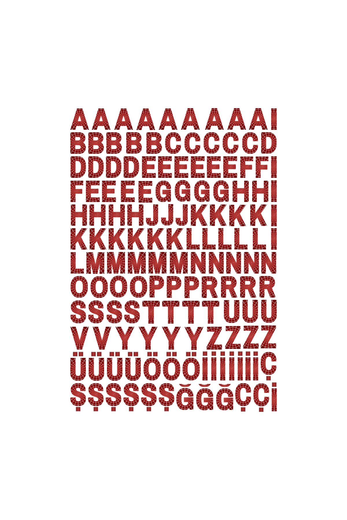 Ororabutik Kırmızı Alfabe Harfler Sticker Seti - Etiket Seti Sketchbook