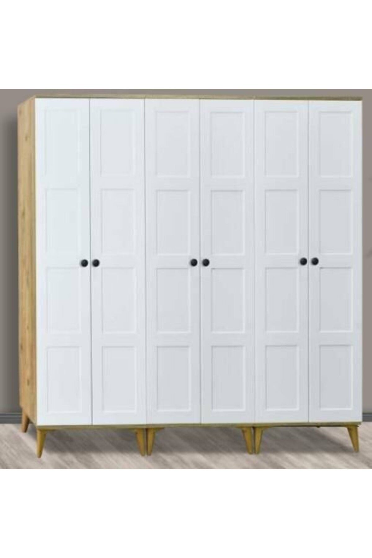 Yuvaset Home Kare Beyaz 6 Kapılı Aynasız Dolap