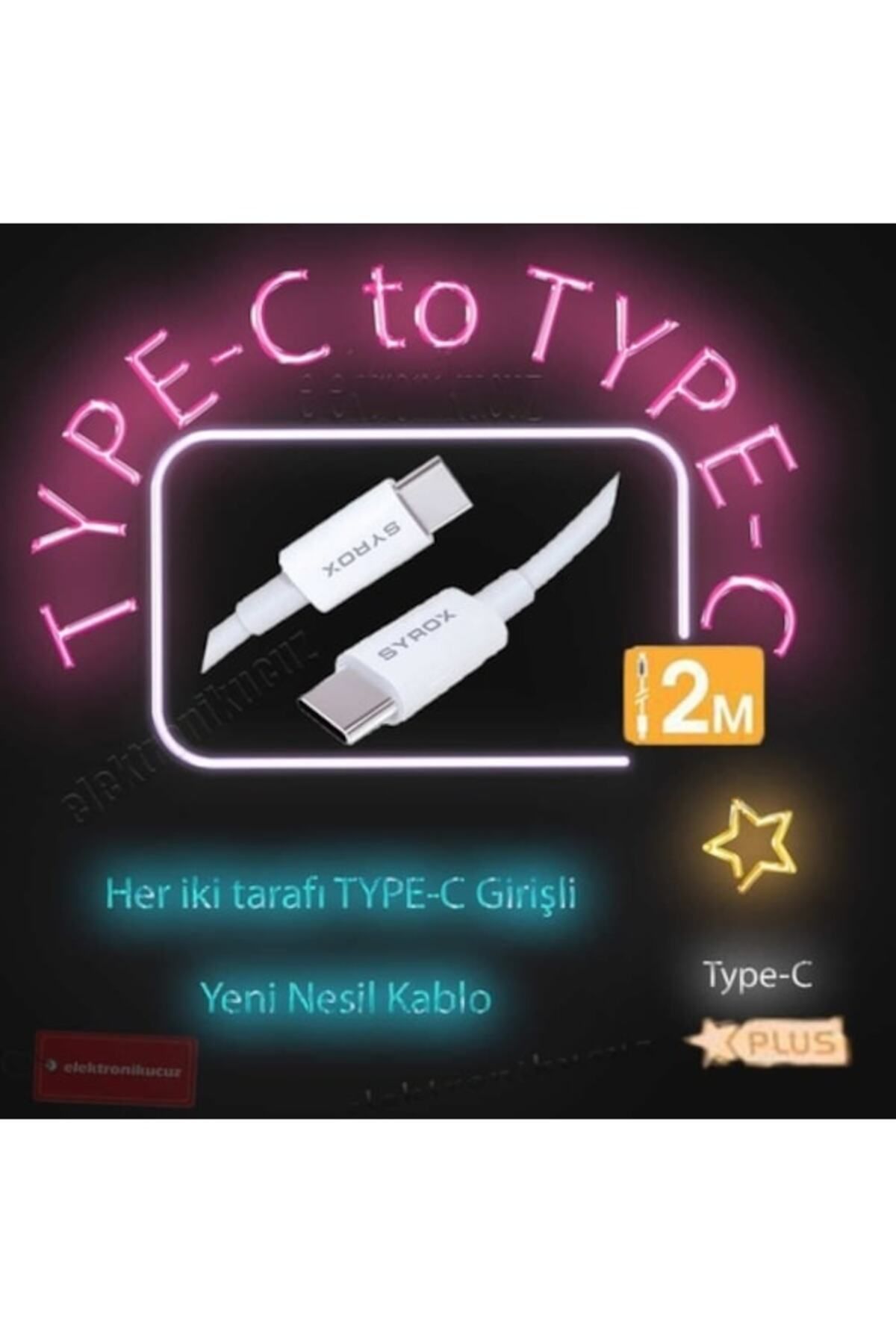 Syrox C95 Type-C To Type-C 3.0A Hızlı Şarj Ve Data Kablosu 2Metre
