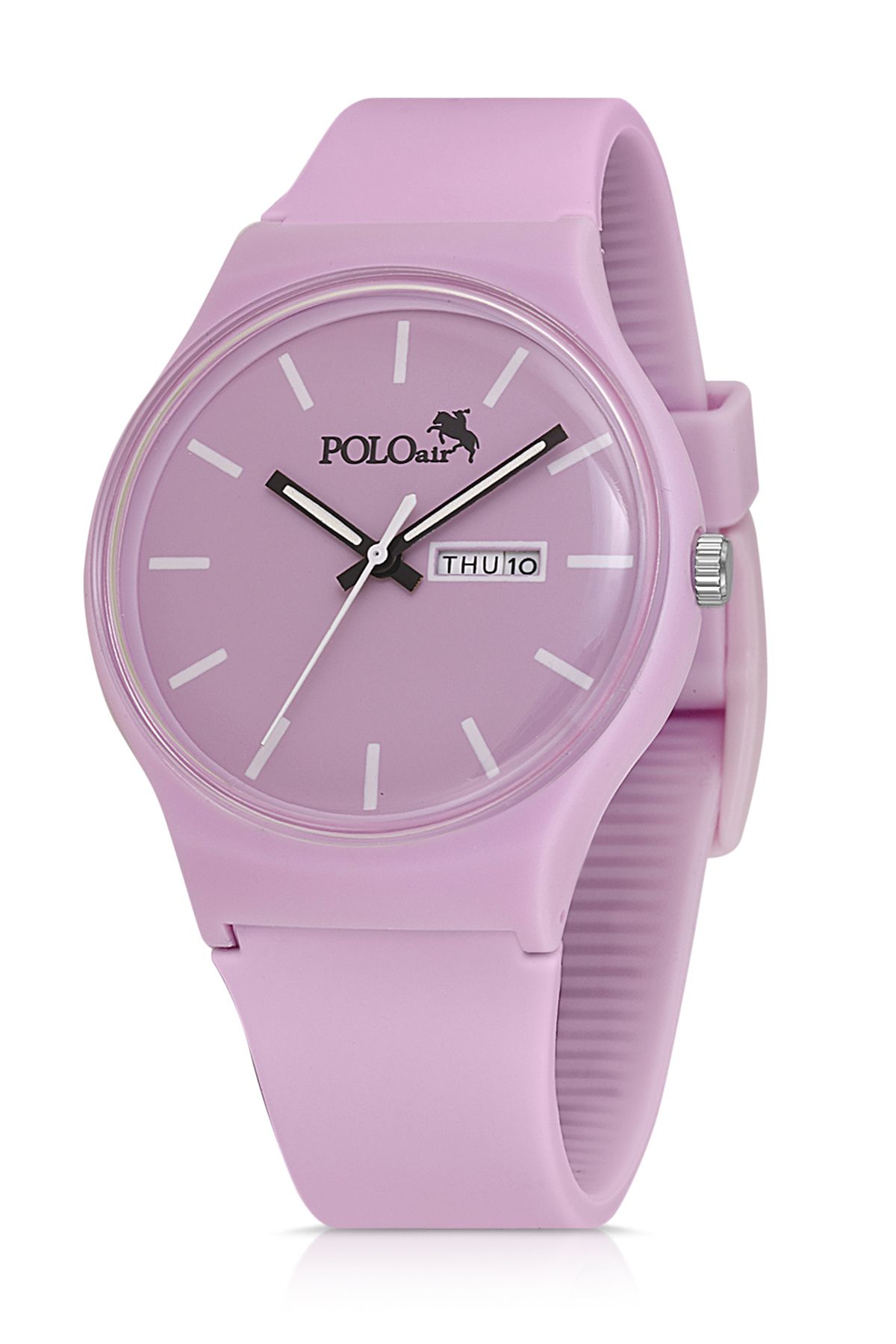 Polo Air Spor Unisex Silikon Kordon Gün Ay Takvimli Kol Saati Lila Renk PL-1555B8x