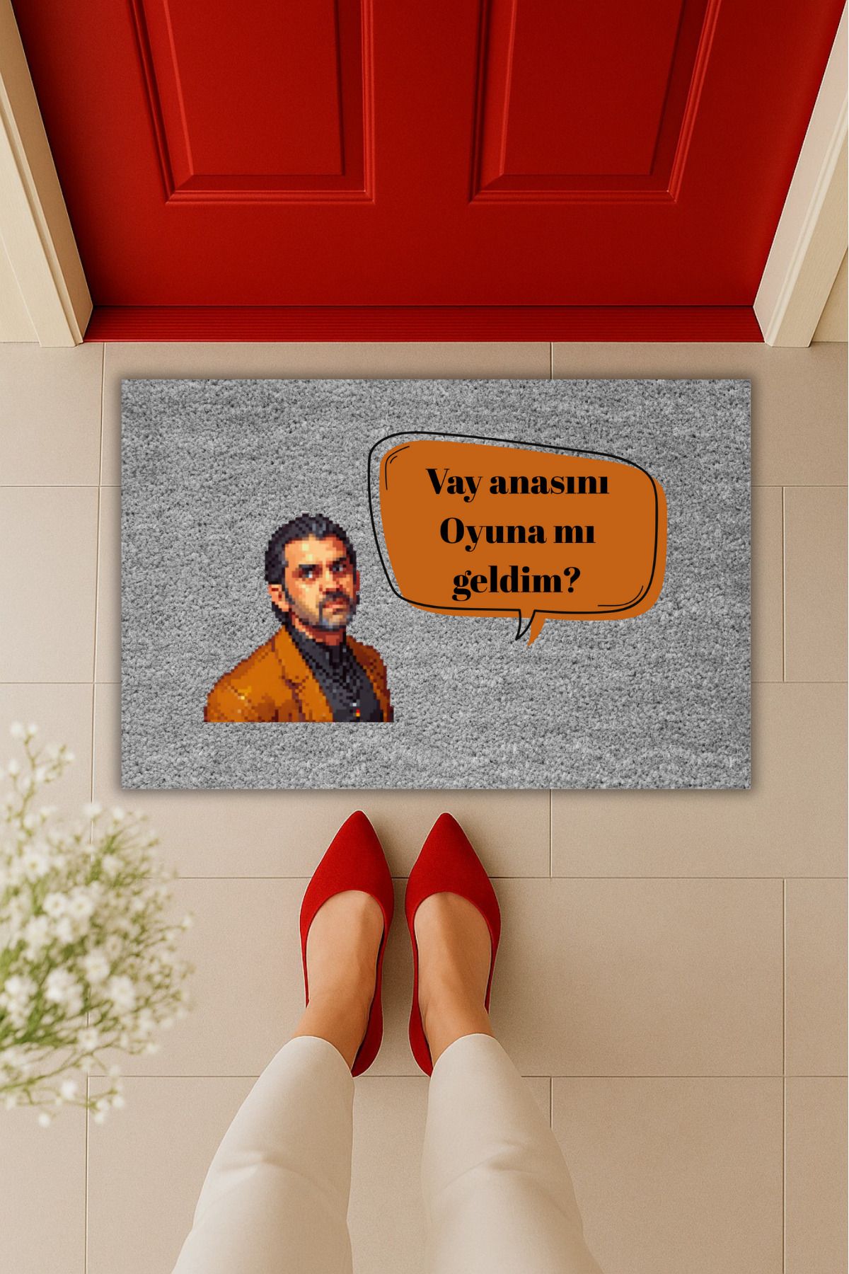 Dormot Home Yüksek Kaliteli Dijital Baskı Piksel Görünümlü Vay Anasını Kapı Önü Paspası