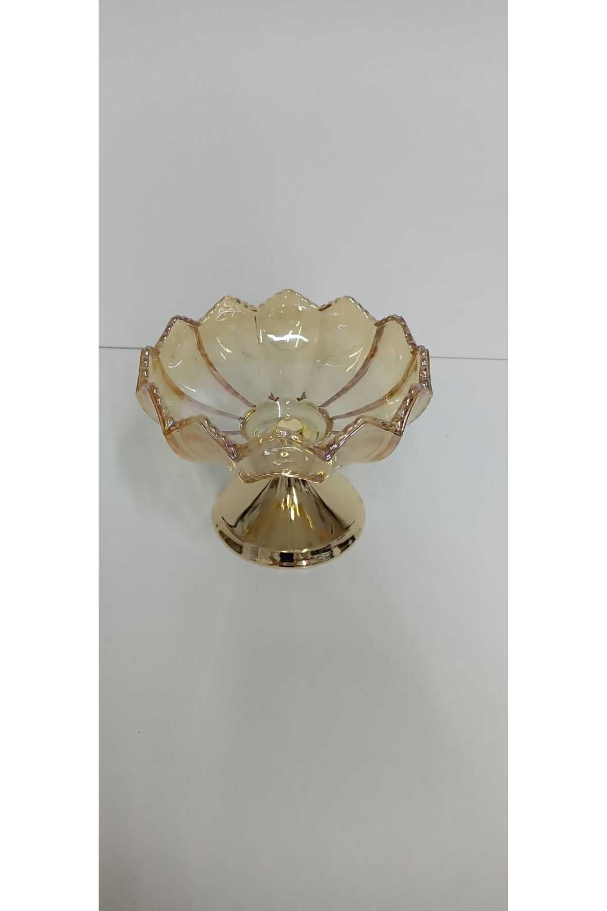 Yonca Hediyelik ŞIK TASARIM CAM ŞEKERLİK SUNUMLUK ( 11 CM BOY- 15 CM EN ) GOLD