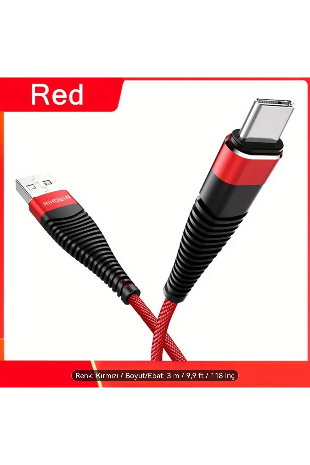 ORGANICYOU SHENZHEN Android Telefonlar için Yüksek Hızlı USB Type-C Hızlı Şarj Kablosu 3 mt