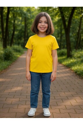 Windy Island Kız Çocuk Bisiklet Yaka %100 Pamuk Basic Kısa Kollu T-shirt