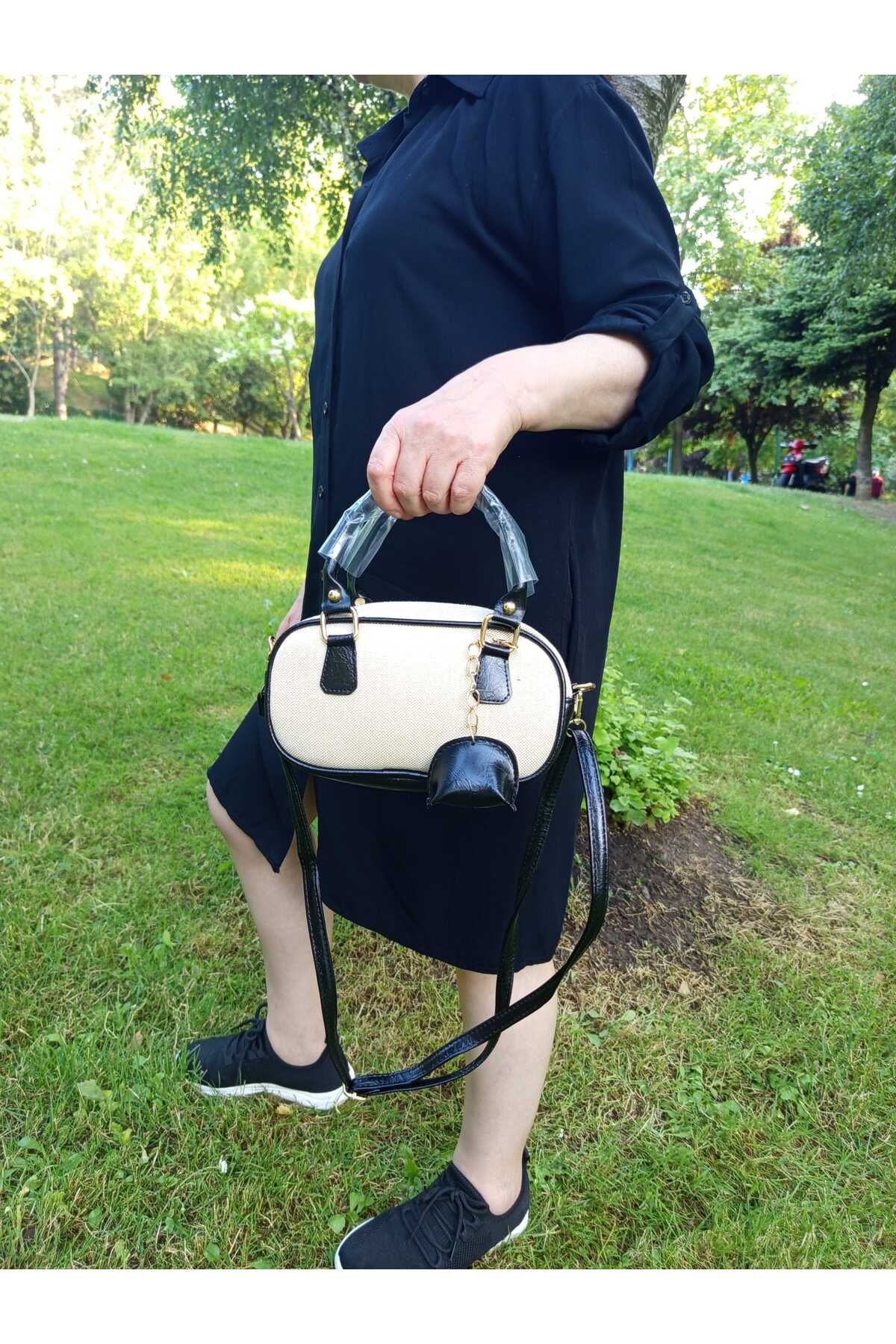 EG BAGS Kadın Hasır Görünümlü Mini Tote Çanta