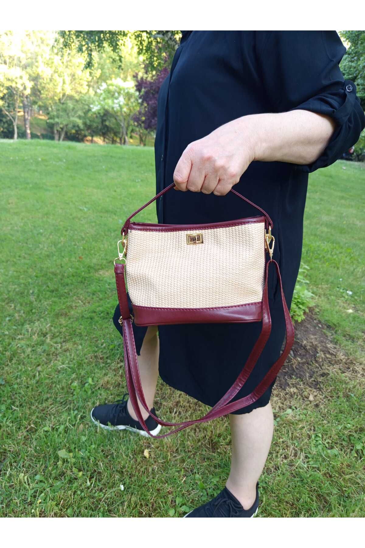 EG BAGS Hasır Görünümlü Mini Bucket Kadın Çanta