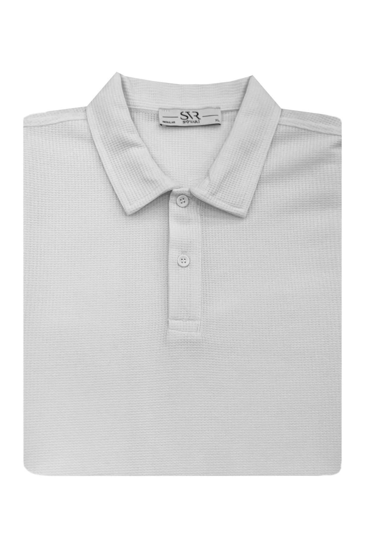 SÜVARİ Süvari Bol Kesim Waffle Desenli Yumuşak Dokulu Çift Kat Yakalı Polo Yaka T-Shirt