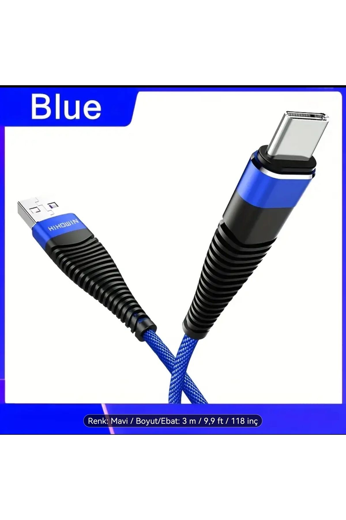 ORGANICYOU SHENZHEN Android Telefonlar için Yüksek Hızlı USB Type-C Hızlı Şarj Kablosu 3 mt