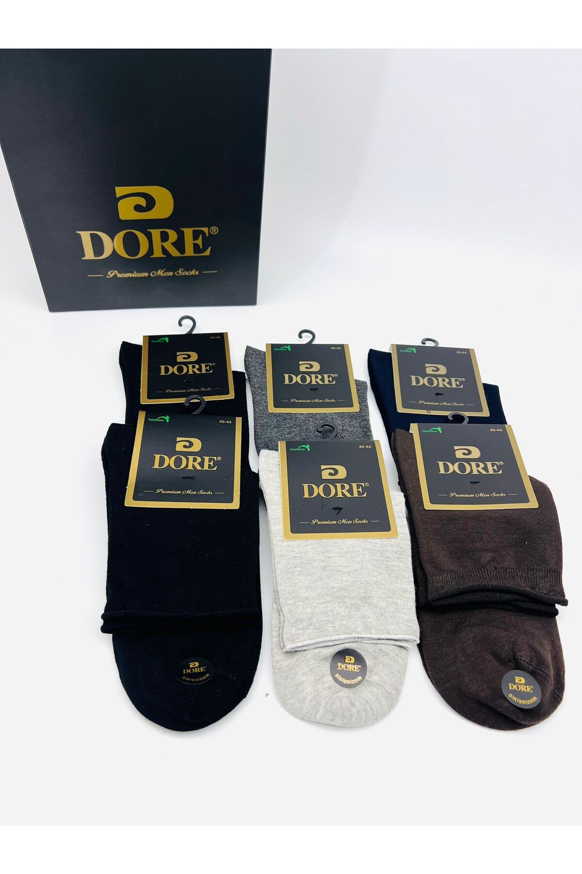 Dore Orijinal Erkek 12 Çift Premium Bambu Lastiksiz Dikişsiz Esnek Konfor Modeli Yarım Konç Soket Çorap