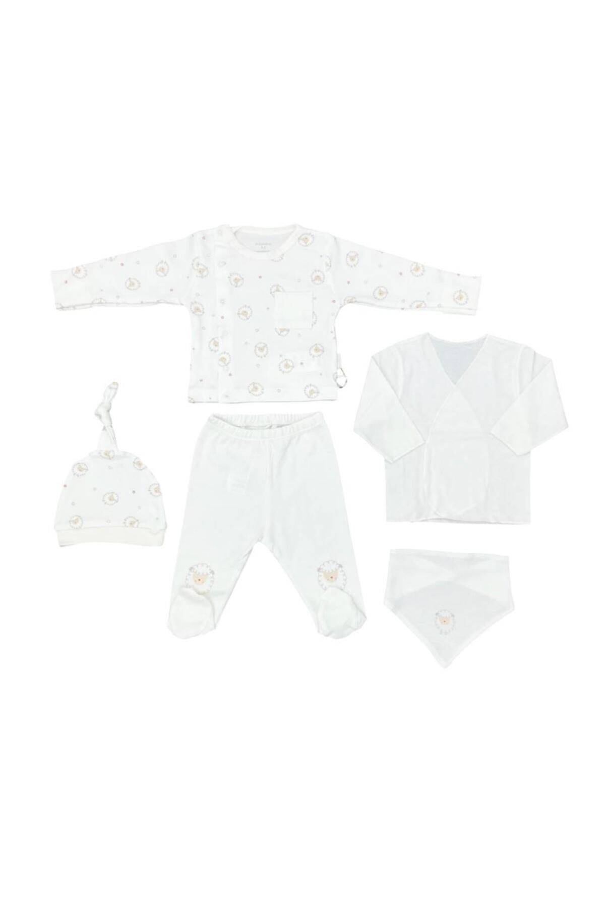 NW NessiWorld Nessiworld Andywawa AC25560 Newborn Set Tinny Ships 5'Li Hastane Çıkışı Ekru