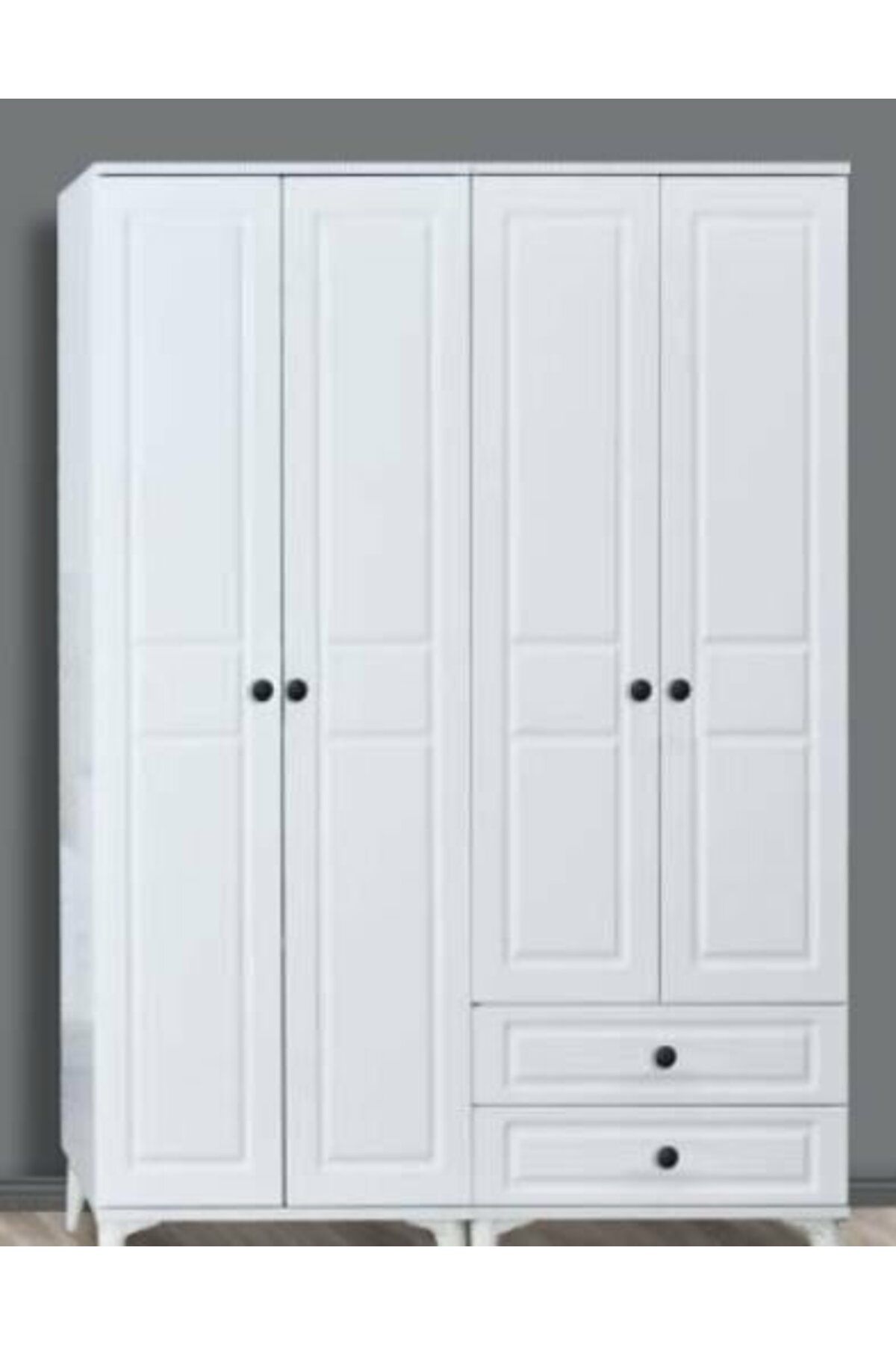 Yuvaset Home Harika 4 Kapılı Beyaz Raflı Aynasız Dolap