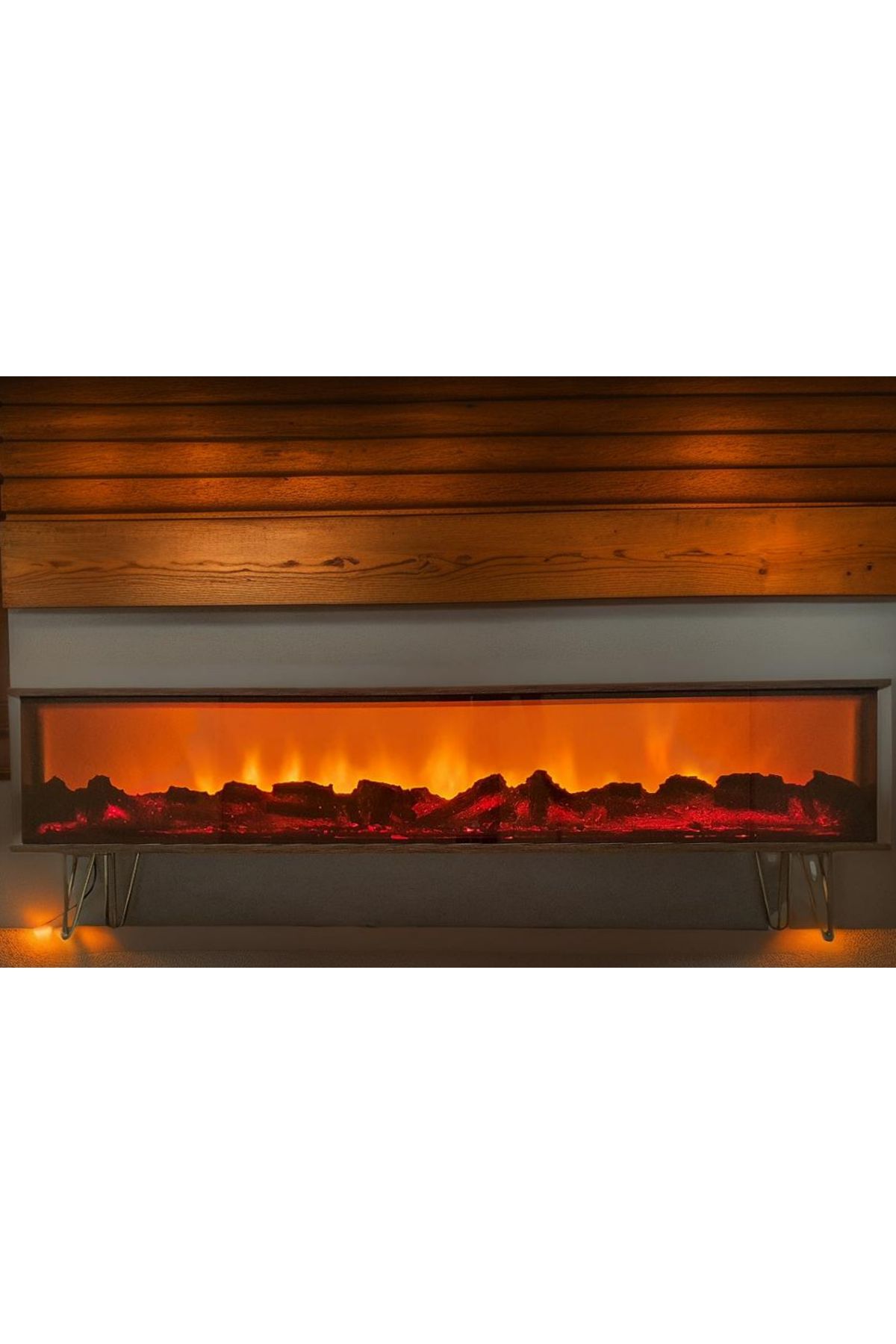 ERTEK GLOBAL Tv Sehpası Full Şömineli Kumandalı Bluetooth Stereo Ses 6 Modlu Ünite 170 Cm Mdf Metal Ayak