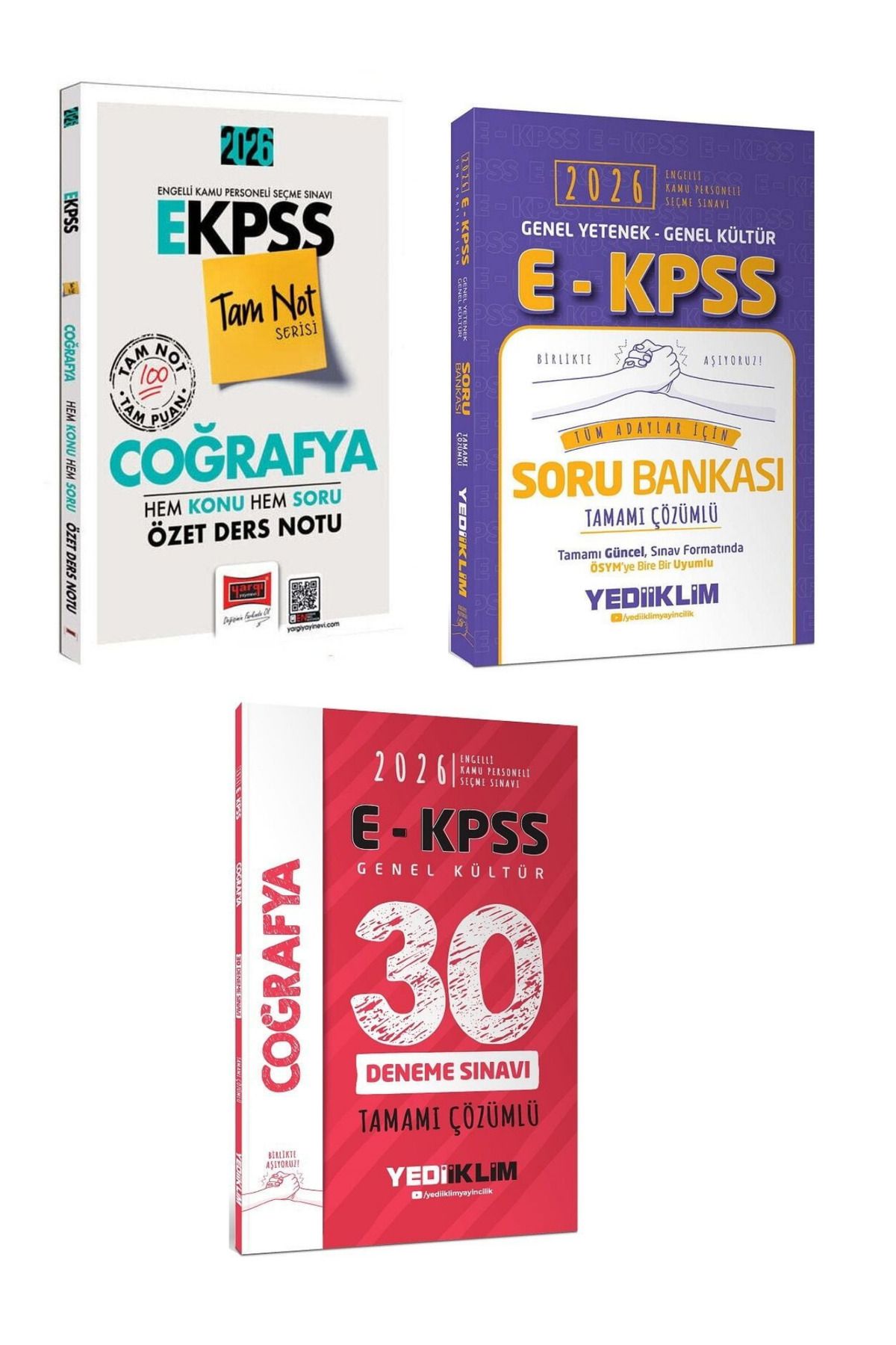 Makro Kitabevi Yayınları Yargı 2026 EKPSS Coğrafya Ders Notu+Yediiklim EKPSS Soru Bankası + 30 Deneme Çözümlü üçlü set