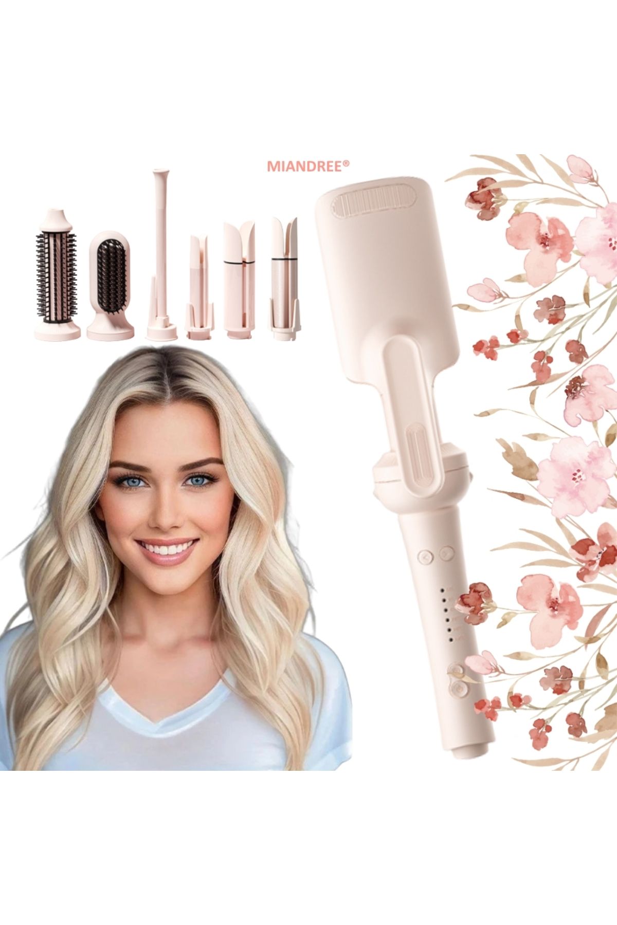 OEM-Automatic Curling Iron 7 IN 1, MIANDREE®, Tourmaline Ceramic, 3 Temperature Settings, 3 Timer Settings 1