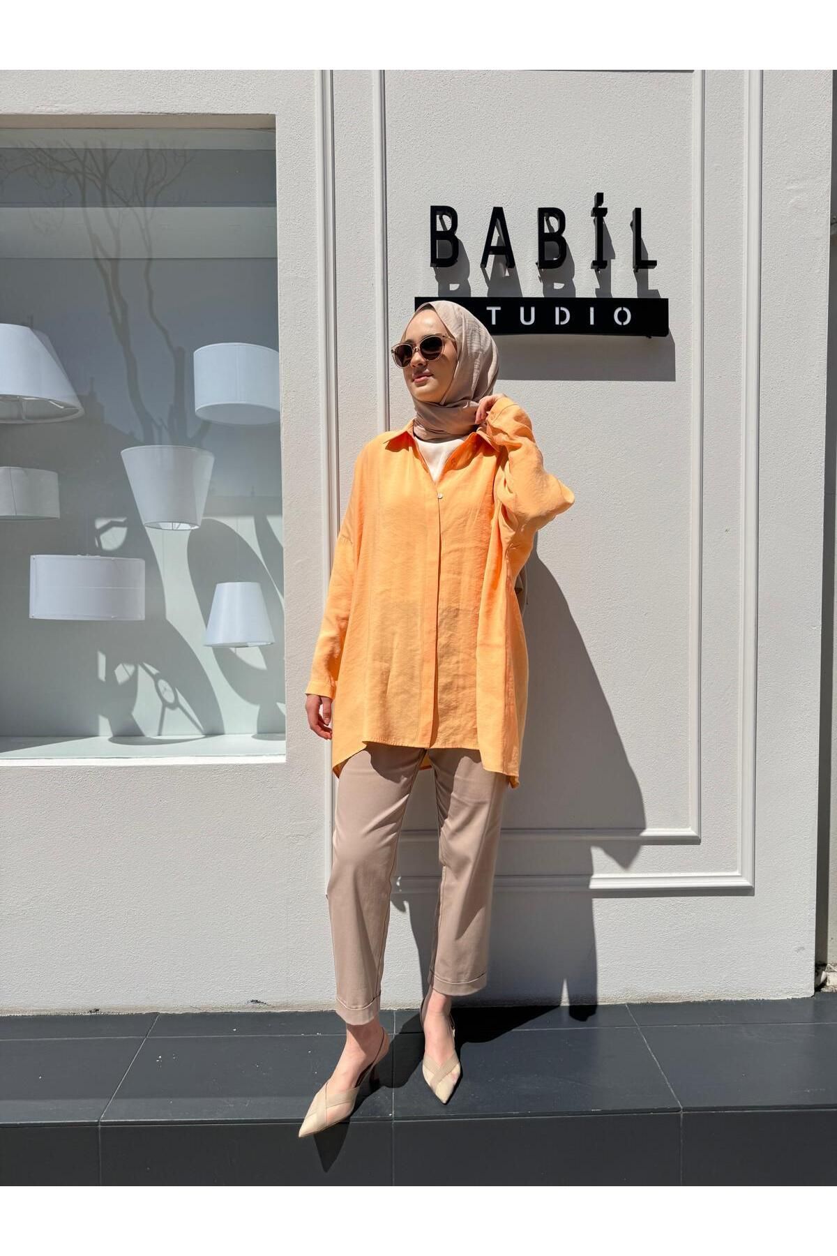 QOOQ STORE Yarasa Kol Kadın Basic Gömlek Somon