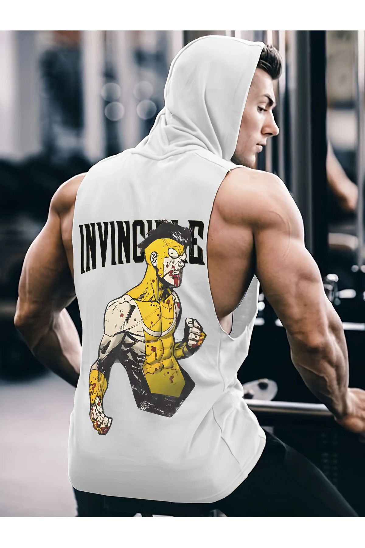 bellanova Oversize 1 Kalite Invincible Baskılı Kolsuz Sweatshirt