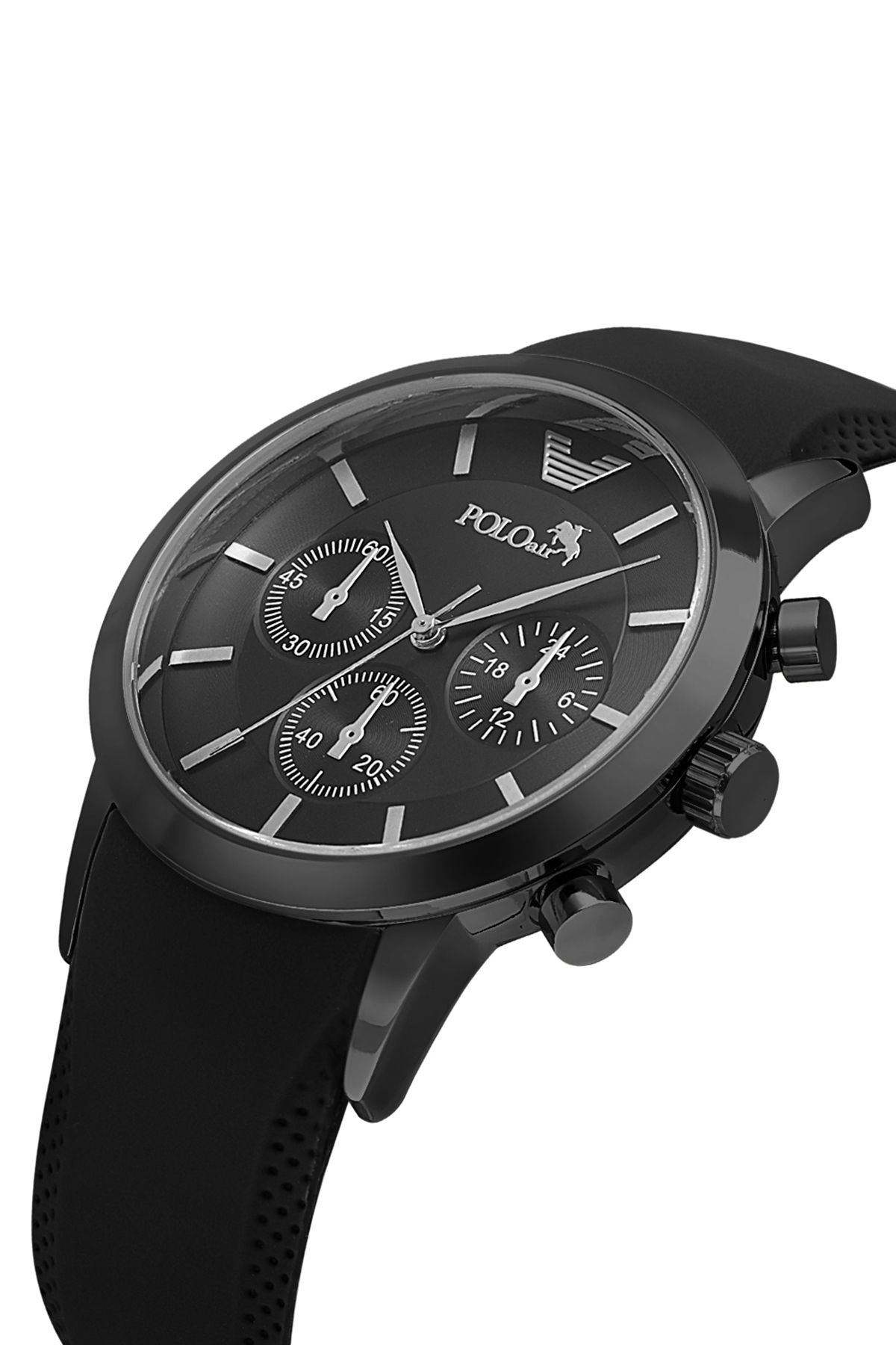 Polo Air Kauçuk Kordon Metal Kasa Erkek Kol Saati Siyah Renk PL-0984E1x