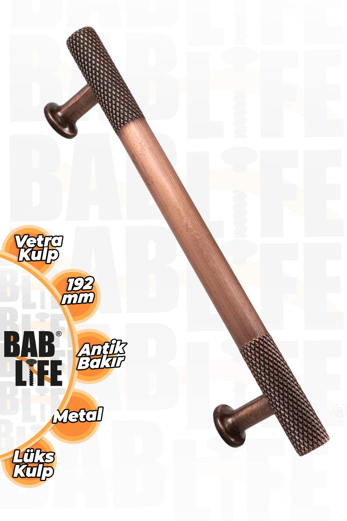 bablife Vetra Antik Bakır 192mm Metal Lüks Çekmece Dolap Mobilya Kulpları