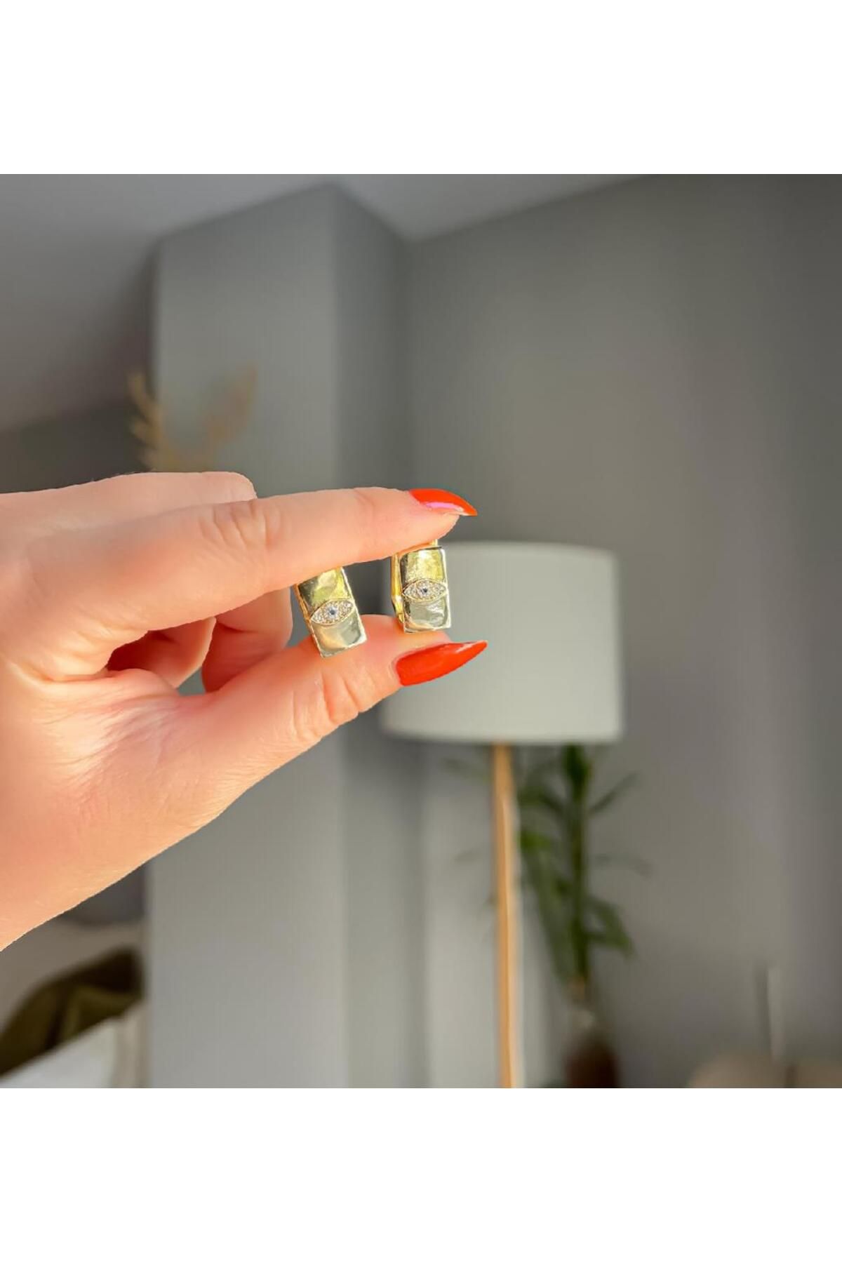 Venus Design Çelik Taşlı Nazar Göz Küpe