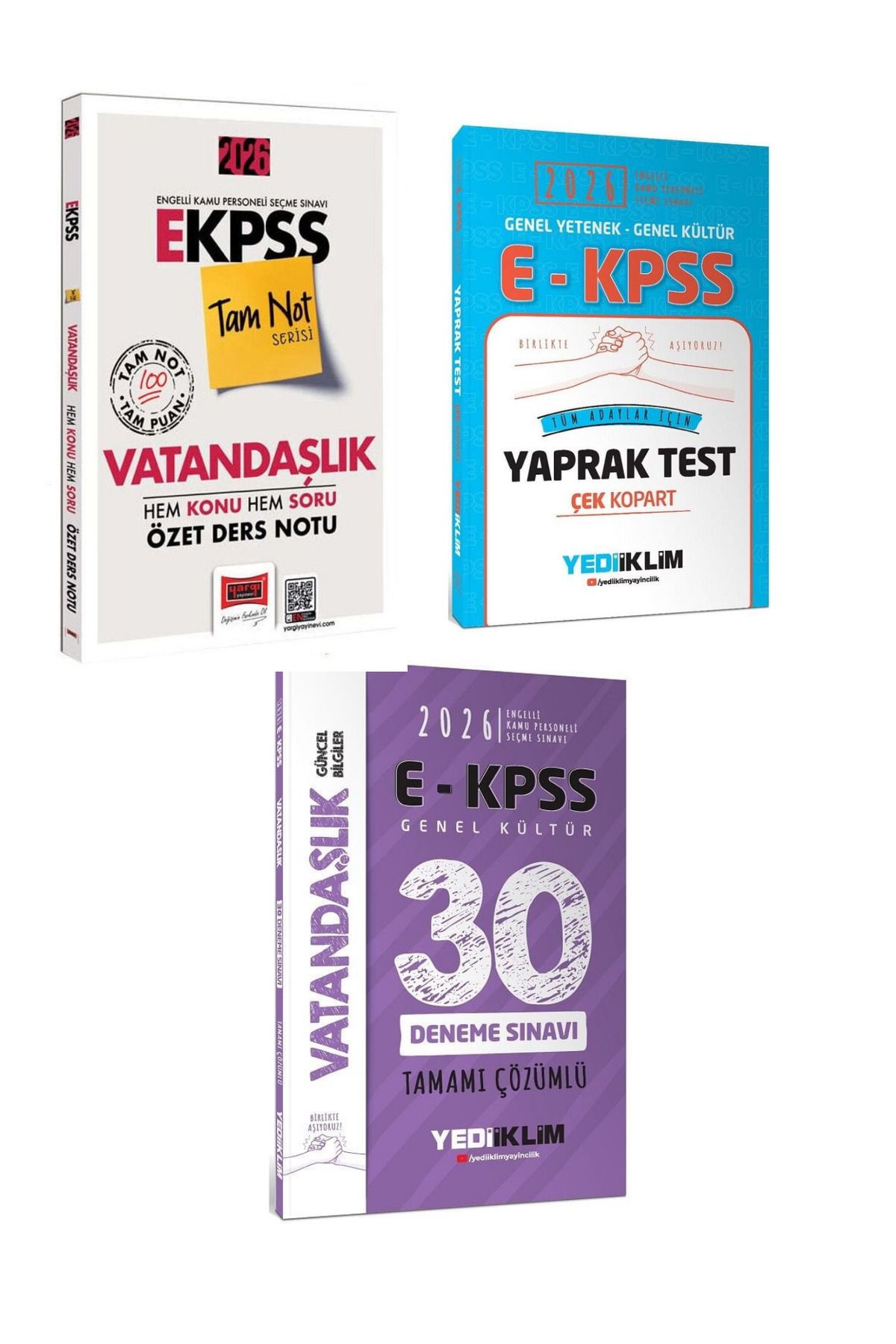 Makro Kitabevi Yayınları Yargı 2026 EKPSS Vatandaşlık Ders Notu+Yediiklim Yaprak Test+ 30 Deneme üçlü set