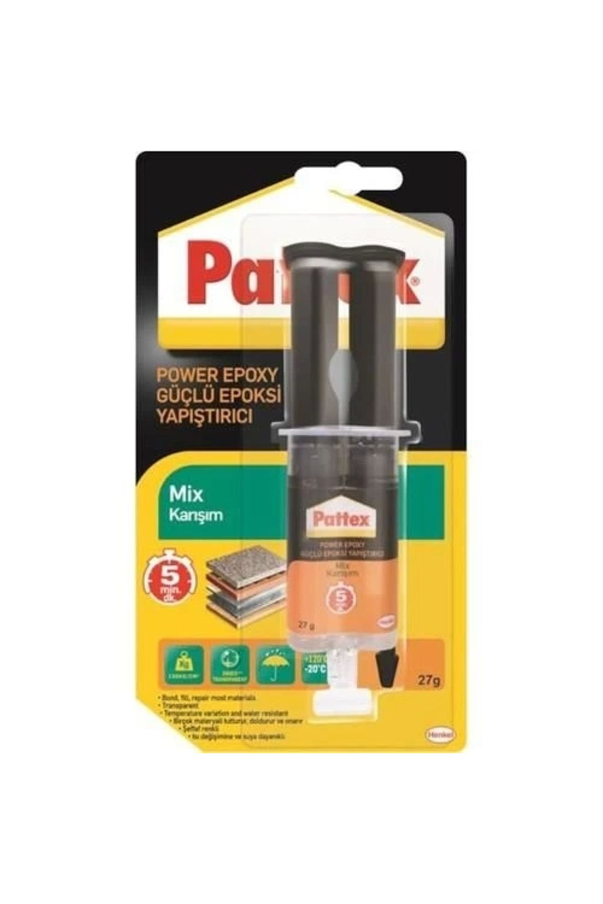 minaydan Pattex Power Epoxy Güçlü Yapıştırıcı Şeffaf 27 gr