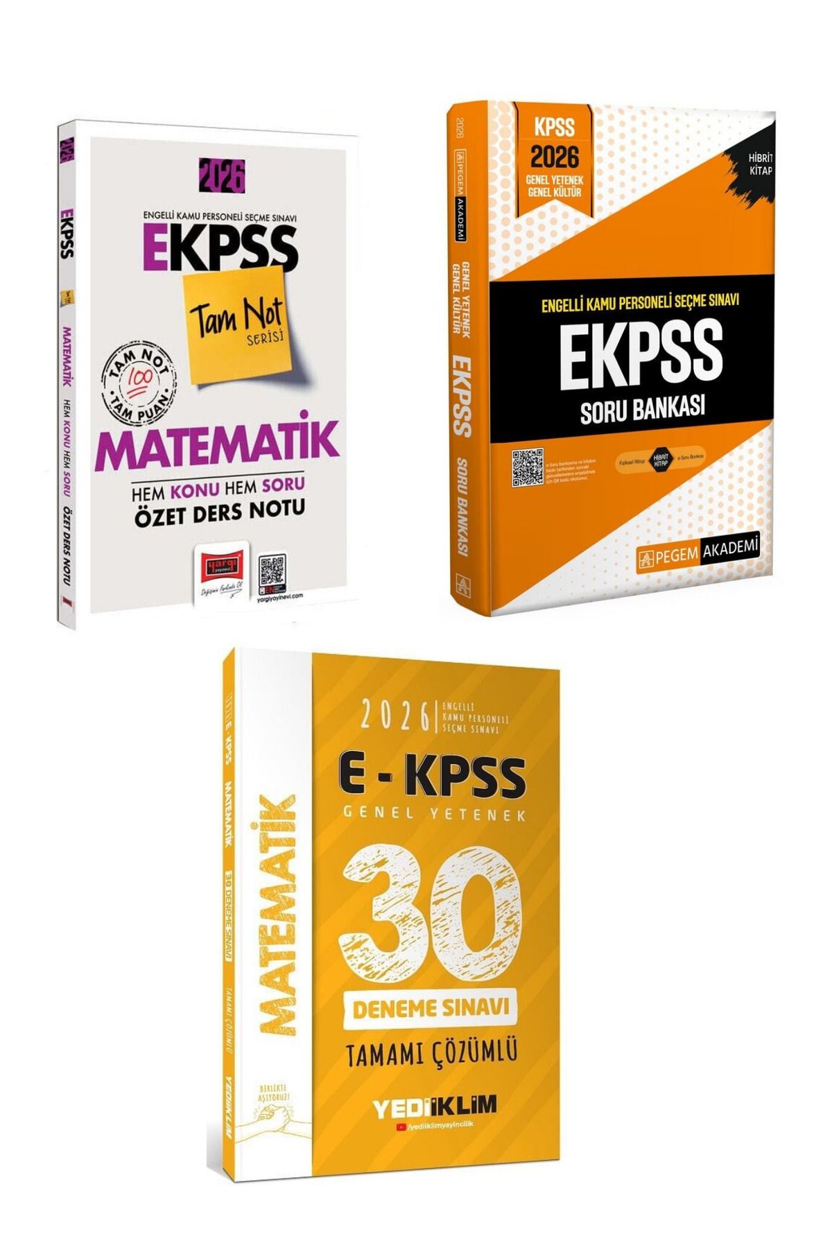 Makro Kitabevi Yayınları Yargı 2026 EKPSS Matematik Ders Notu+Pegem Soru Bankası +Yediiklim 2026 30 Deneme üçlü set