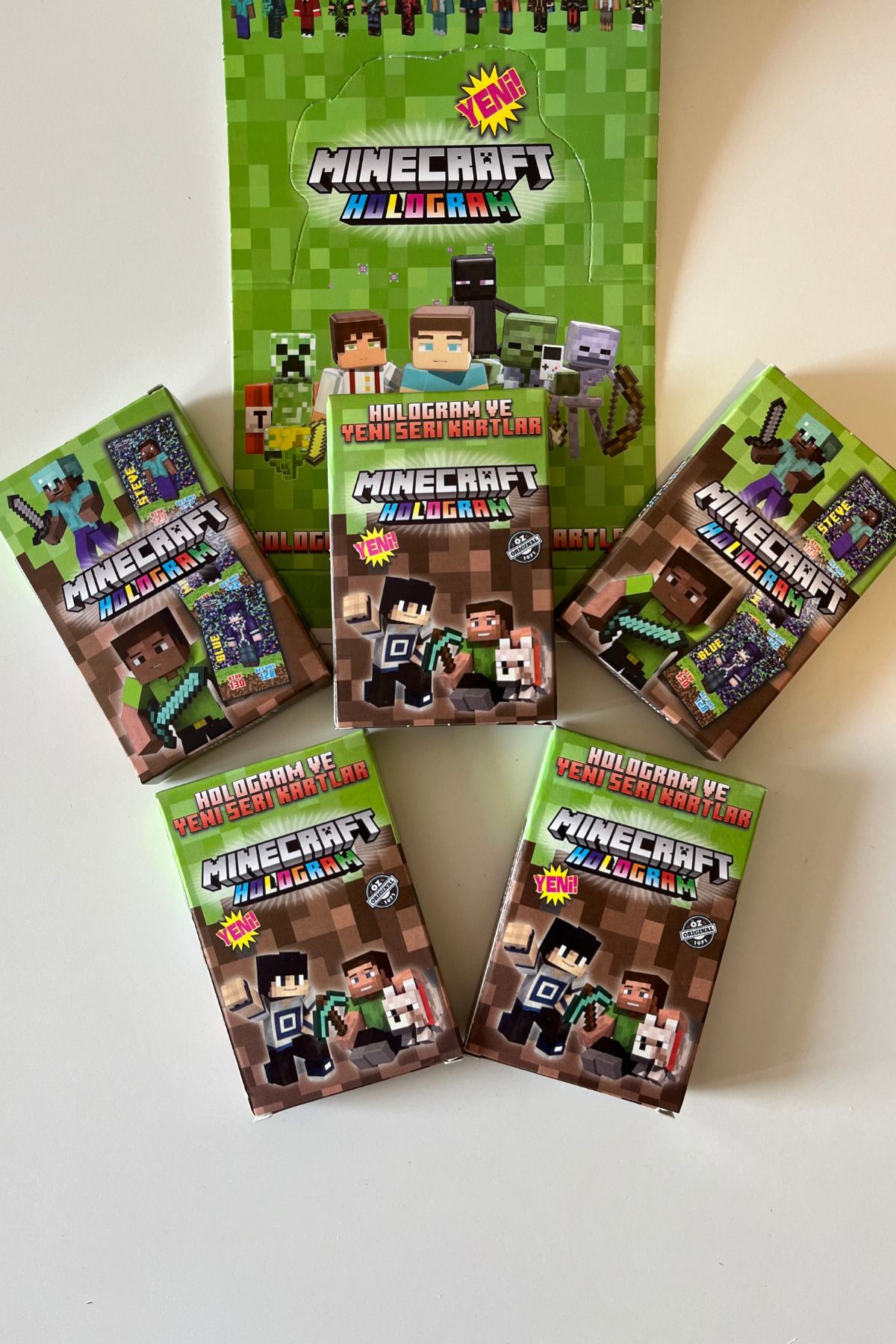 wildpanda Mine Craft Yeni Koleksiyon Sürpriz Hologram Oyun Kartları 5'Kutu 50 Adet