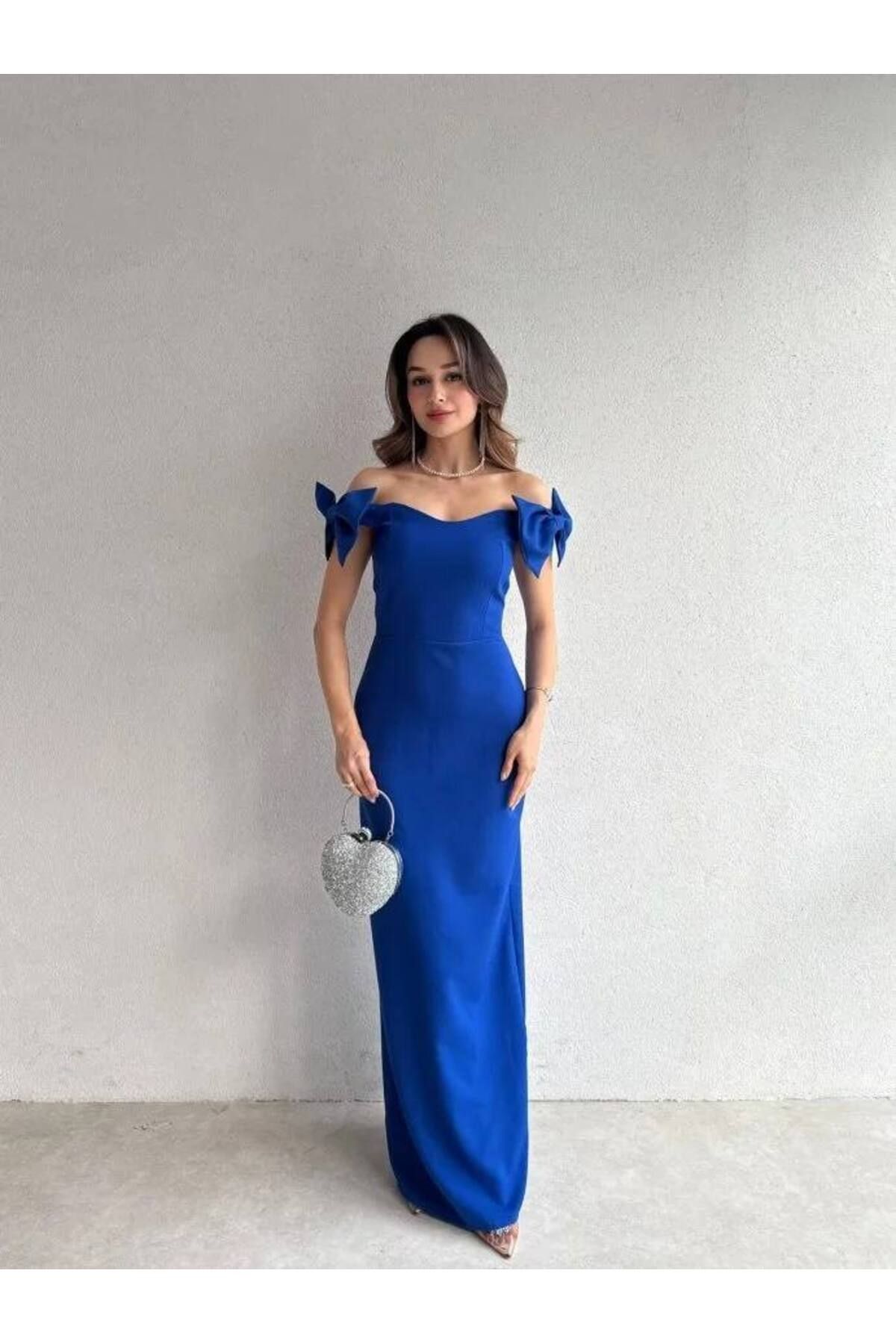MEECY Fiyonklu Askılı Maxi Elbise
