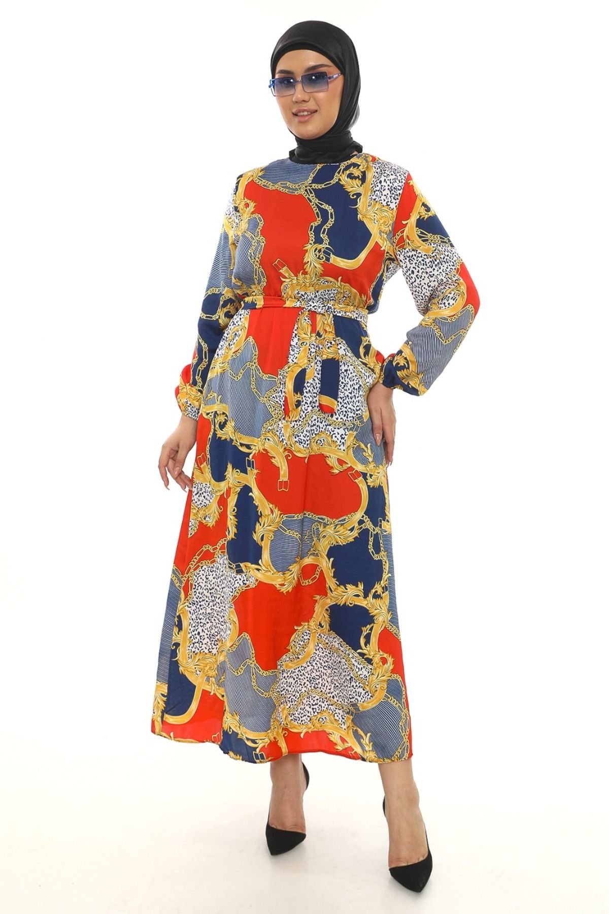 Butik Kadın büyük beden desenli elbise