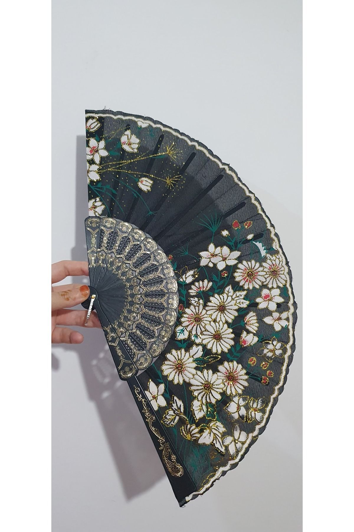 RSTM butik simli çiçekli gösterişli yelpaze