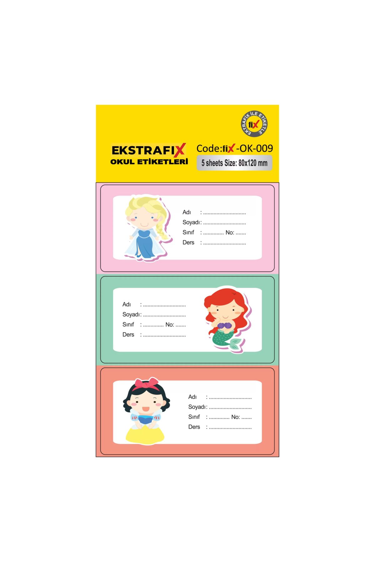 gnsstore Ekstrafix (Ok-009) Okul Etiket 80x120mm Q