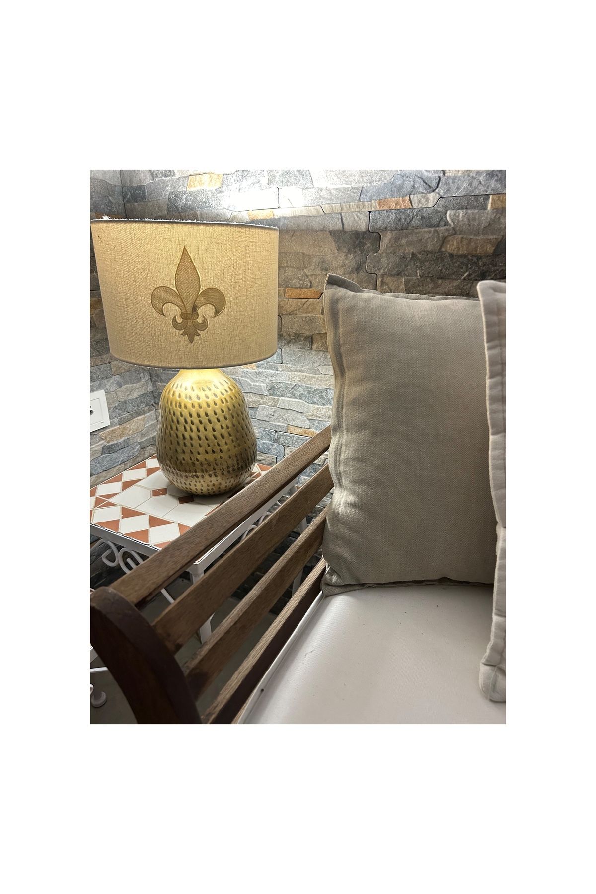 AYA Table&Gardenwear Fleur de lis Nakışlı Abajur