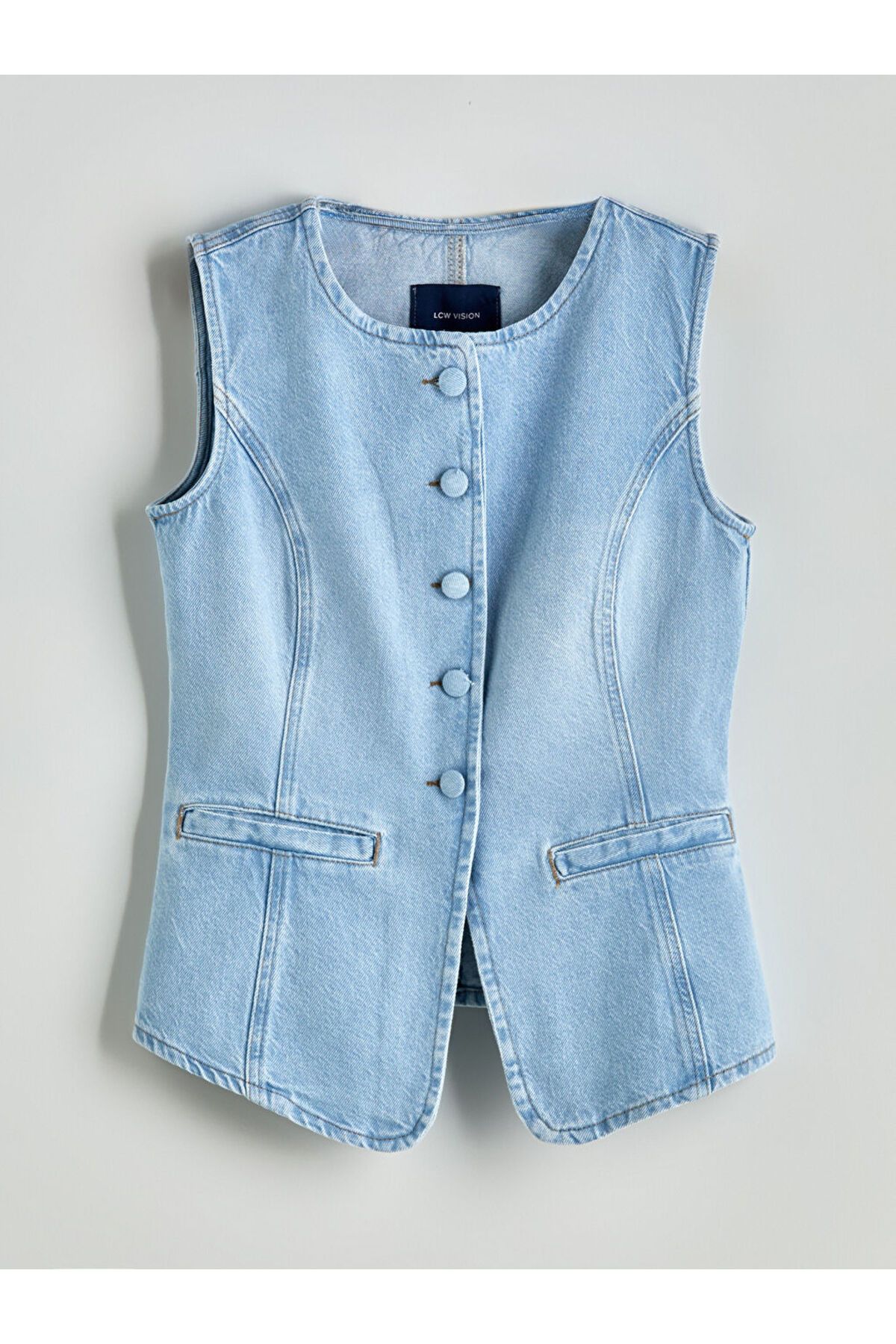 LC Waikiki Yeni Sezon Bisiklet Yaka Kadin Jean Yelek - S5FK19Z8