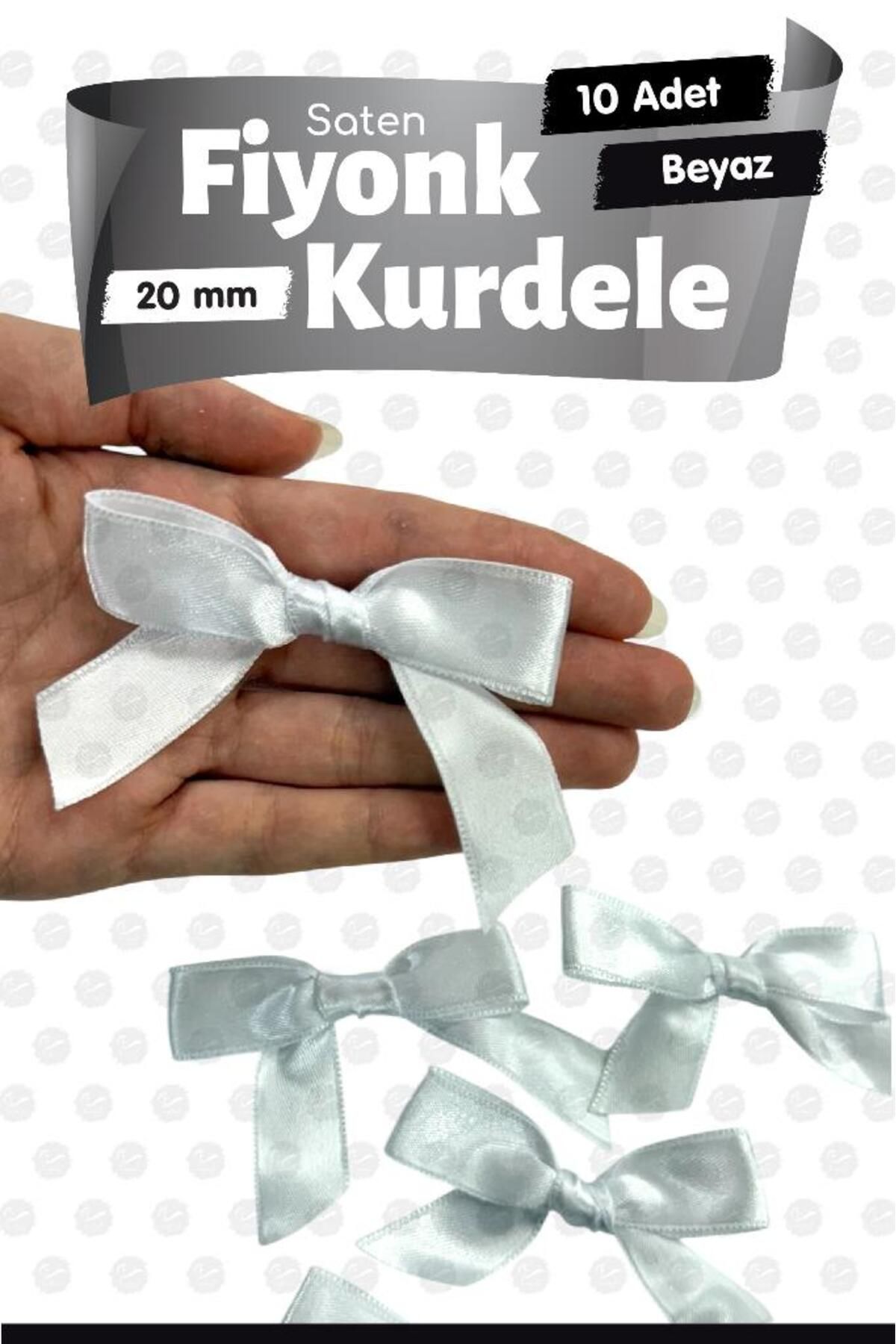 t tuğset etiket Saten Fiyonk Kurdele Süs 10 Adet -T1423-