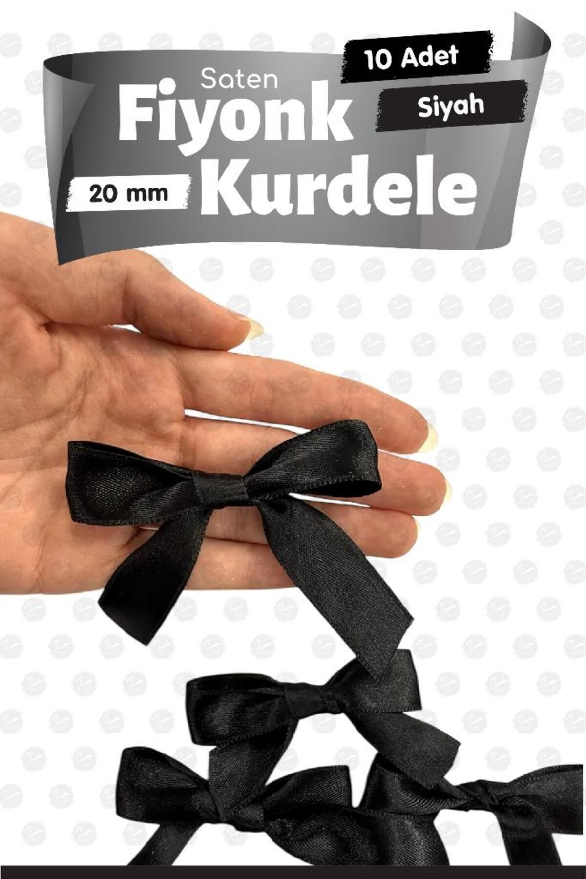 t tuğset etiket Saten Fiyonk Kurdele Süs 10 Adet -T1423-