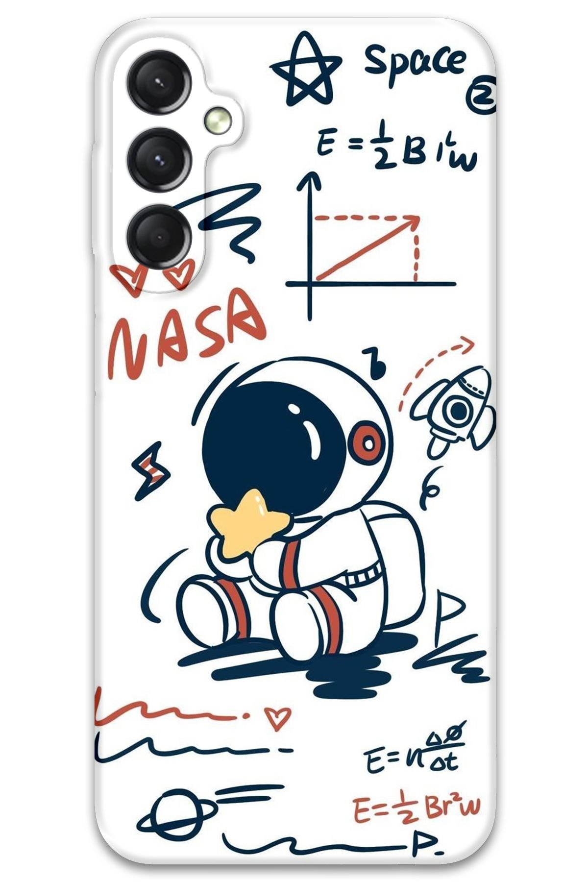 Gramaphone Galaxy A35 Uyumlu Astronot Desenli Telefon Kılıfı + Ekran Koruyucu - 5858