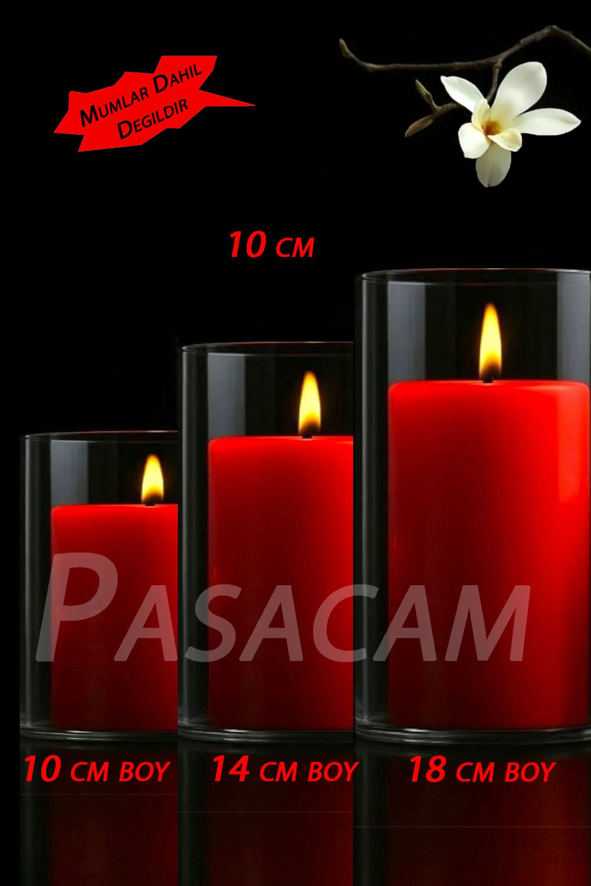 Paşa Cam Cam Vazo Silindir Mumluk Silindir Set 3 Lü Set 10 Cm Çap 10 Cm - 14 Cm - 18 Cm Yükseklik