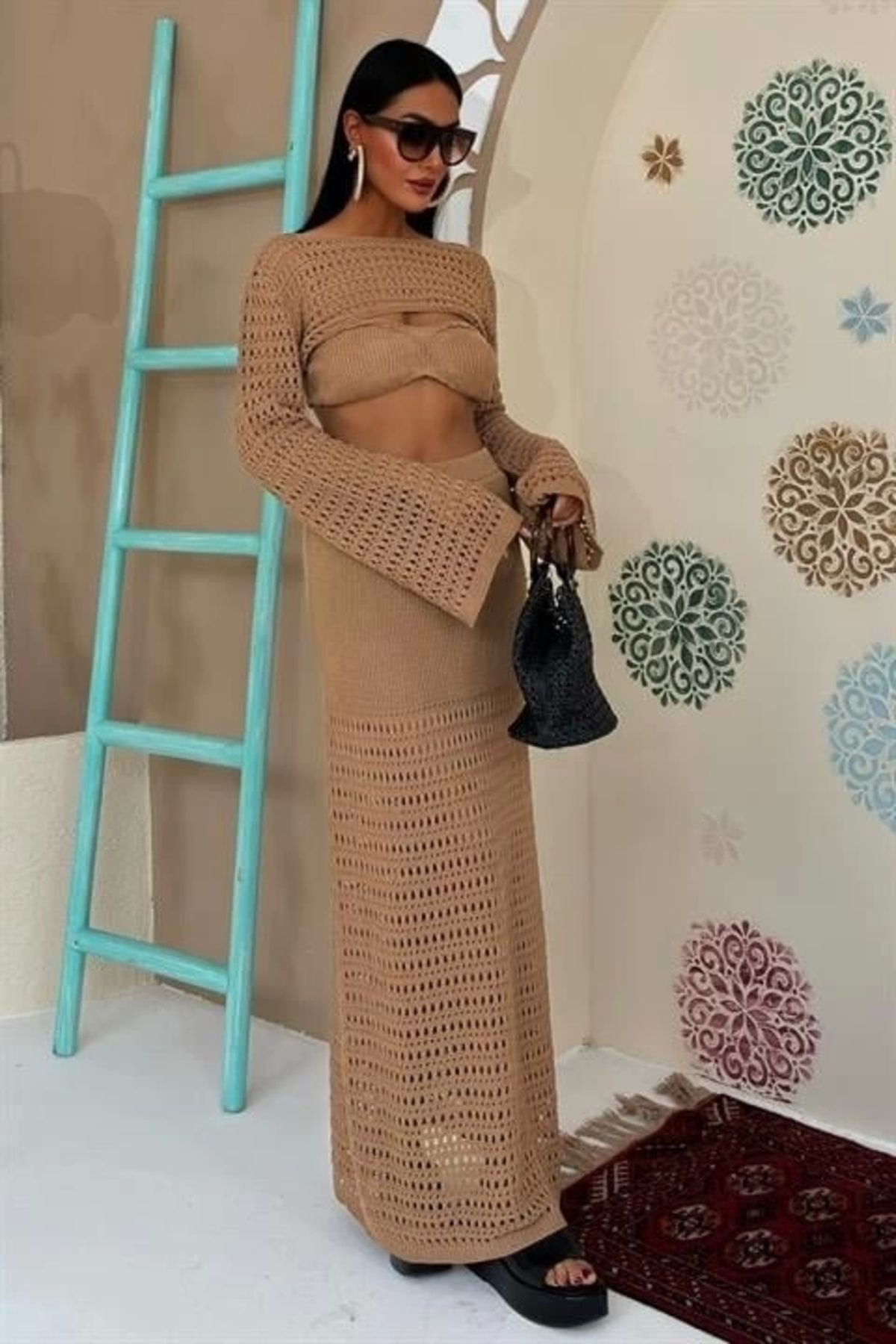 Butik Büstiyer Ve Bolerolu Ajur Üçlü Takım