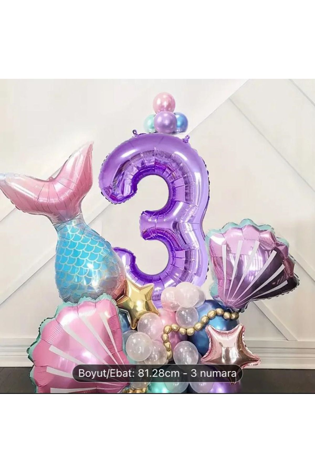 CN 3 YAŞ KIZ ÇOCUK DENİZ KKIZI KONSEPTİ FOLYO BALON SETİ
