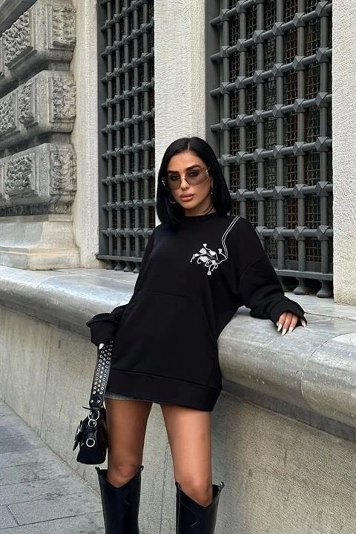 Butik Marison Çiçek Nakışlı Sweatshirt 8050 -08